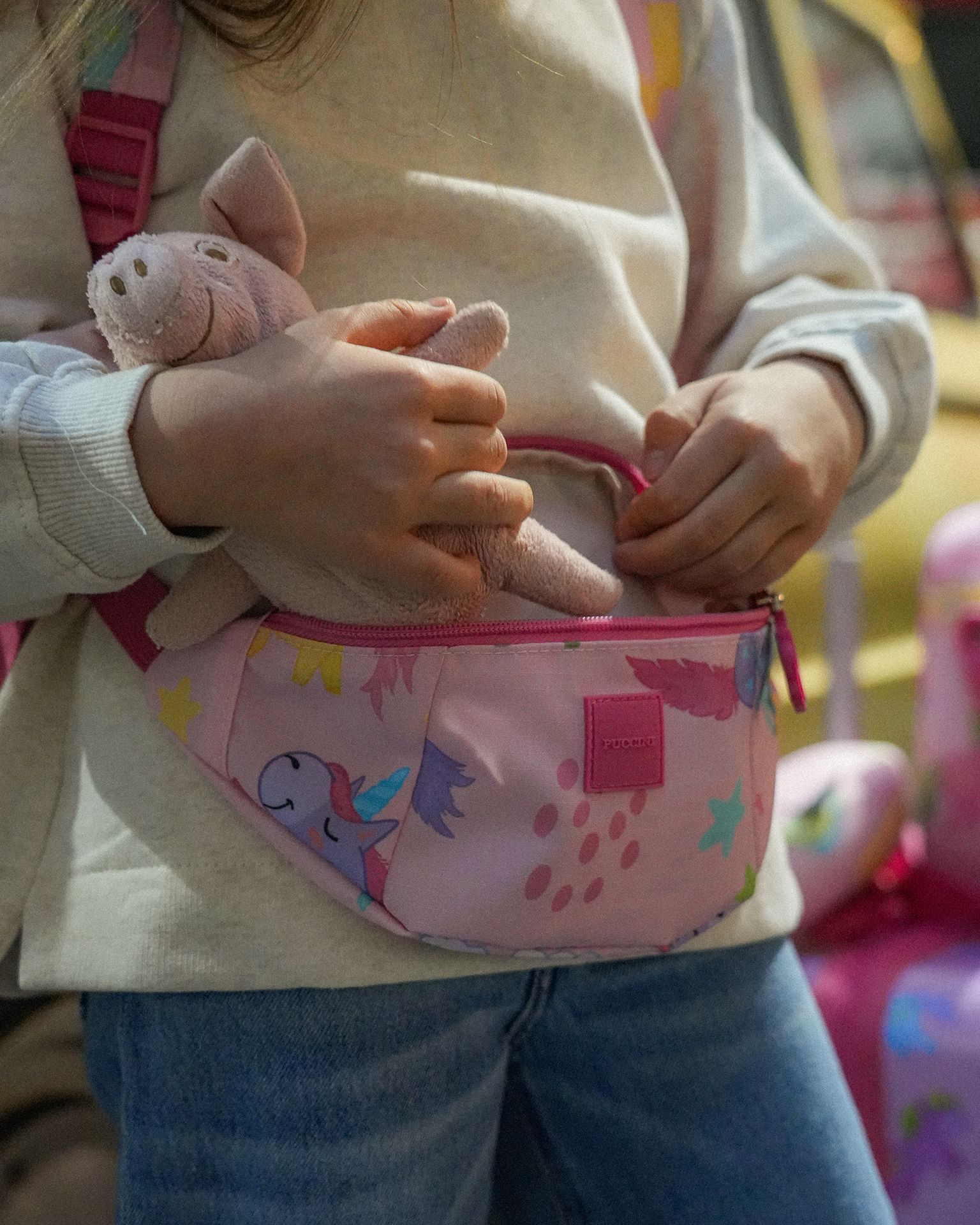 Дитячий мішок для нирок рожеві єдинороги