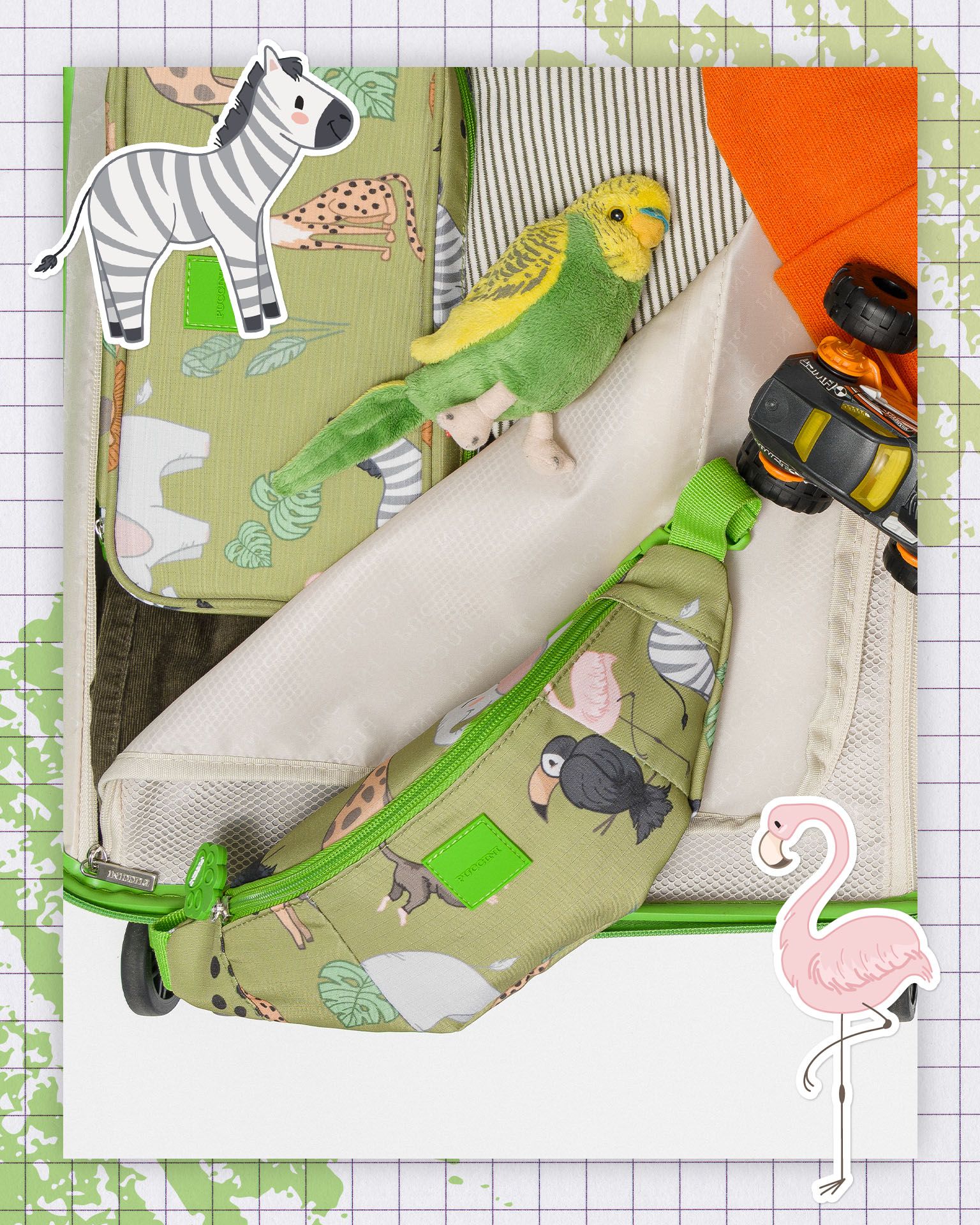 Дитячий футляр для нирки зелене сафарі