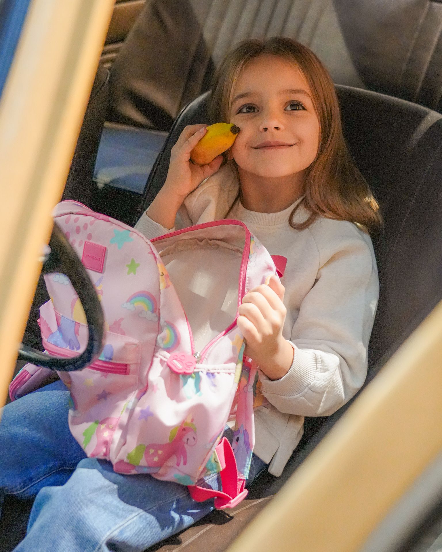 Рожевий рюкзак для дітей з єдинорогами