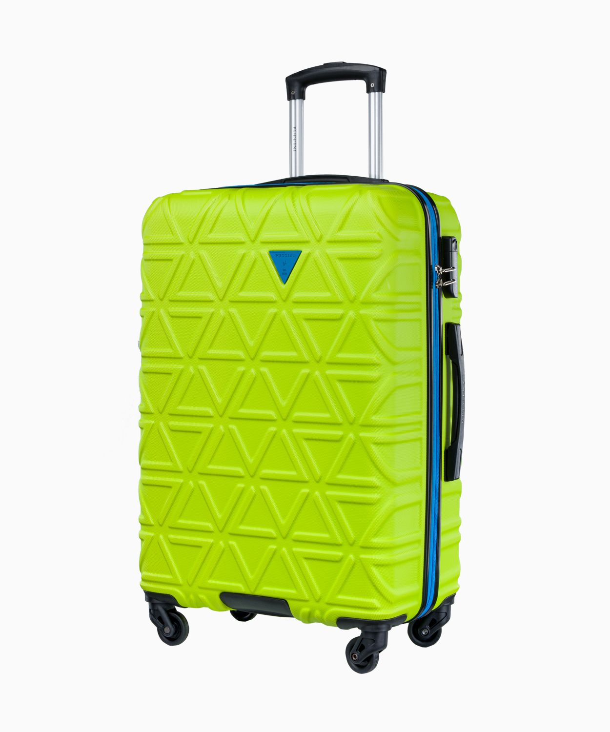 Середня лимонна валіза з контрастною обробкою