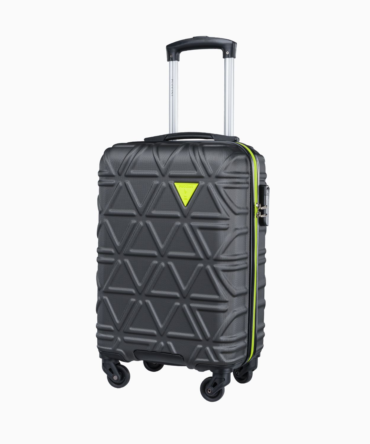 Сіра валіза ручної поклажі з контрастною обробкою