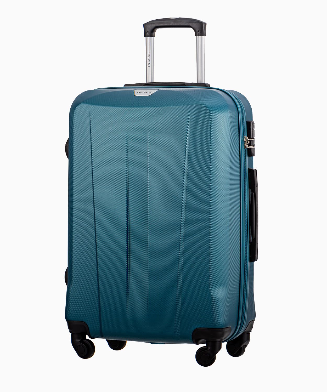 Зелена середня валіза на чотирьох колесах 