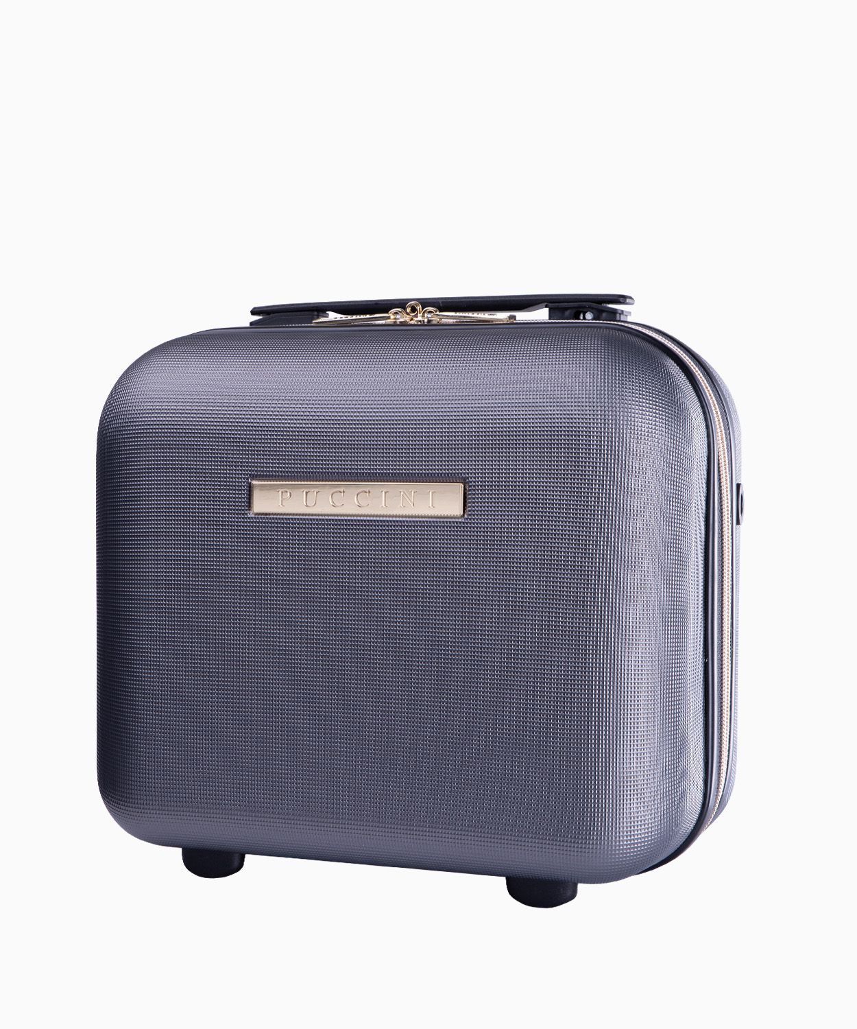 Сірий дорожній кейс з елегантним написом 