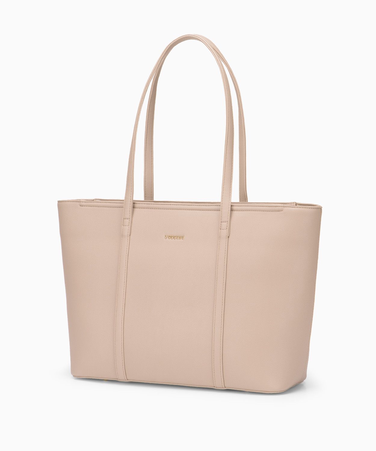 Велика бежева сумка-шоппер зі швами