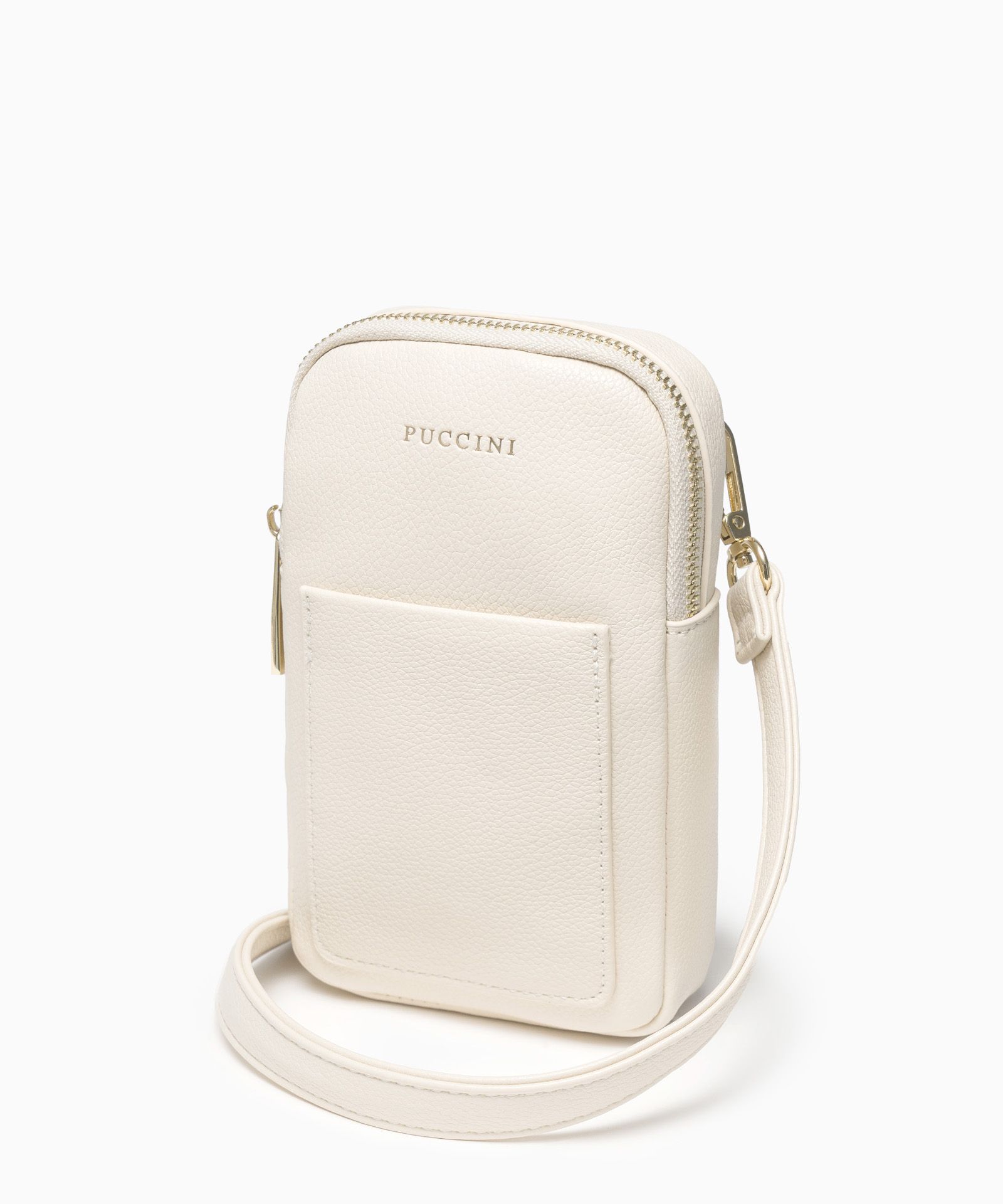 Жіноча міні-сумка для телефону бежевого кольору