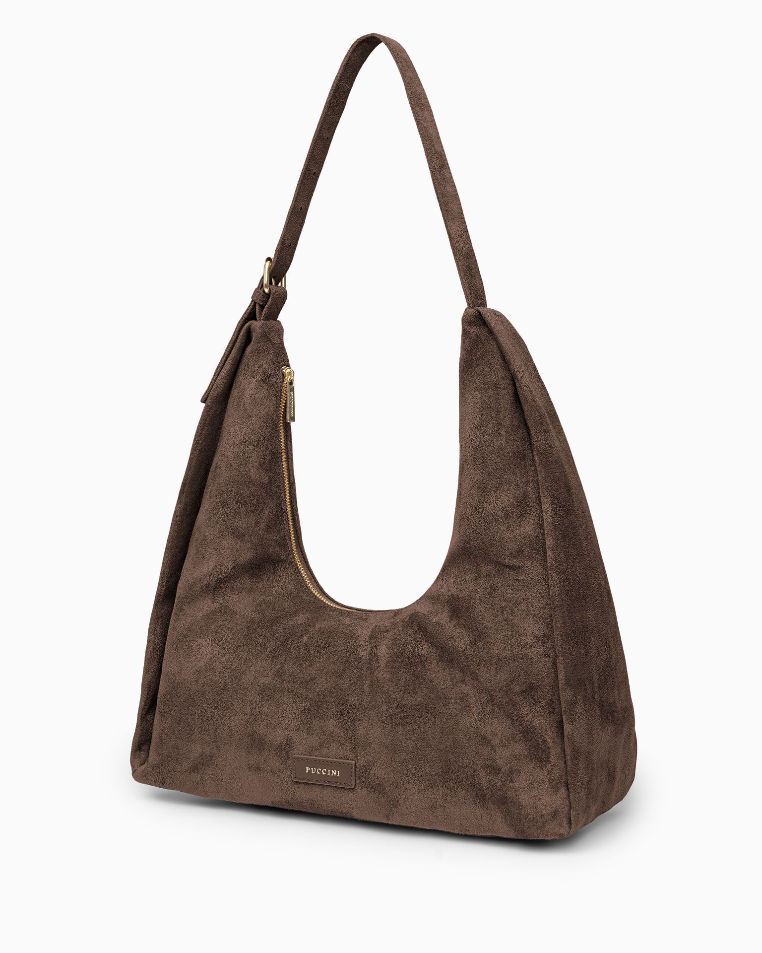 Сумка жіноча хобо з екологічної замші коричнева