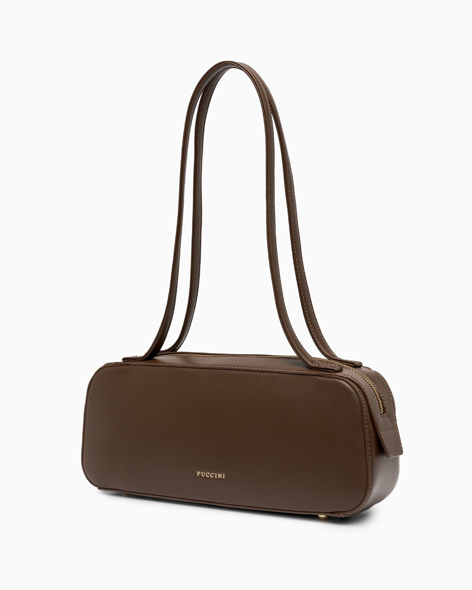 Жіноча багетна сумка з органічної шкіри коричневого кольору