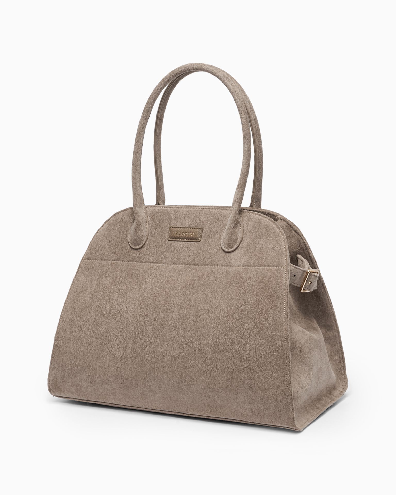 Жіноча велика сумка через плече з екологічної замші бежевого кольору