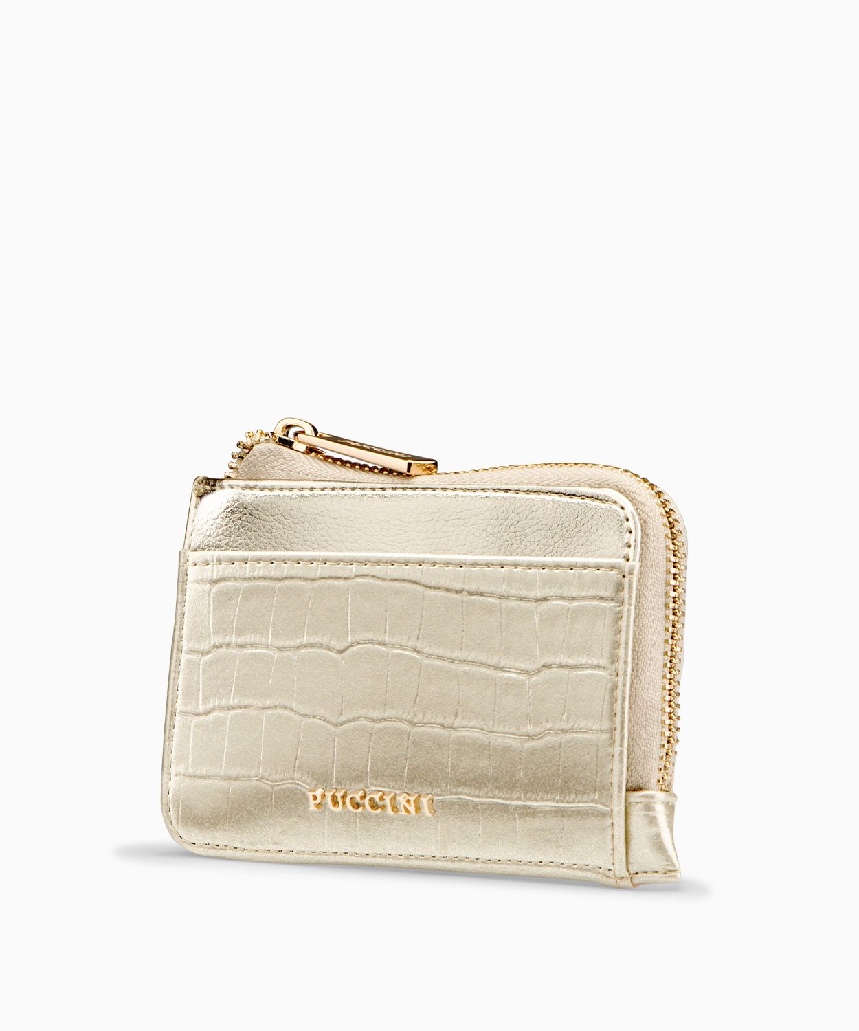 Маленький жіночий гаманець з екологічної шкіри крокко бежевого кольору