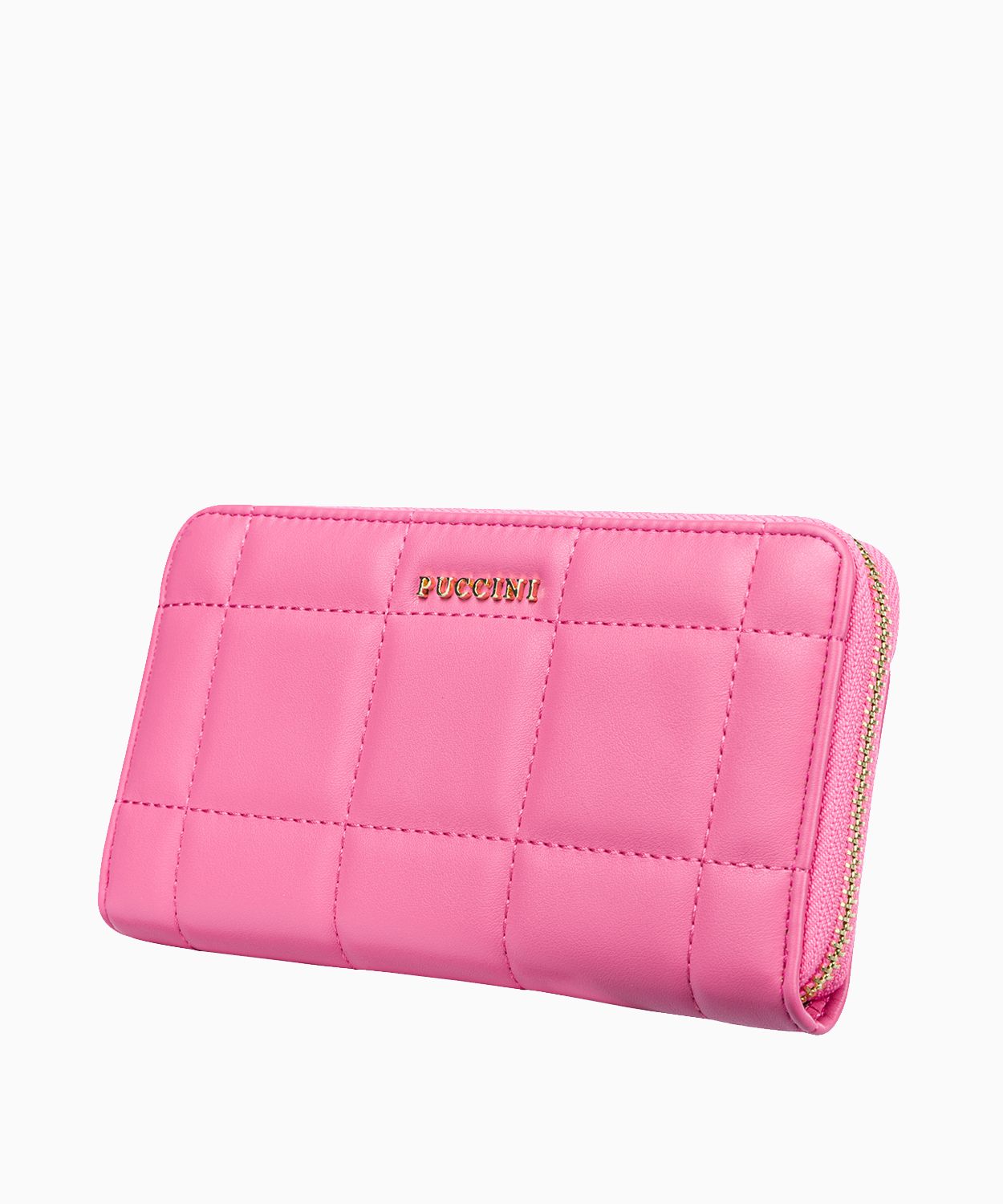 Великий рожевий жіночий гаманець з декоративною строчкою 