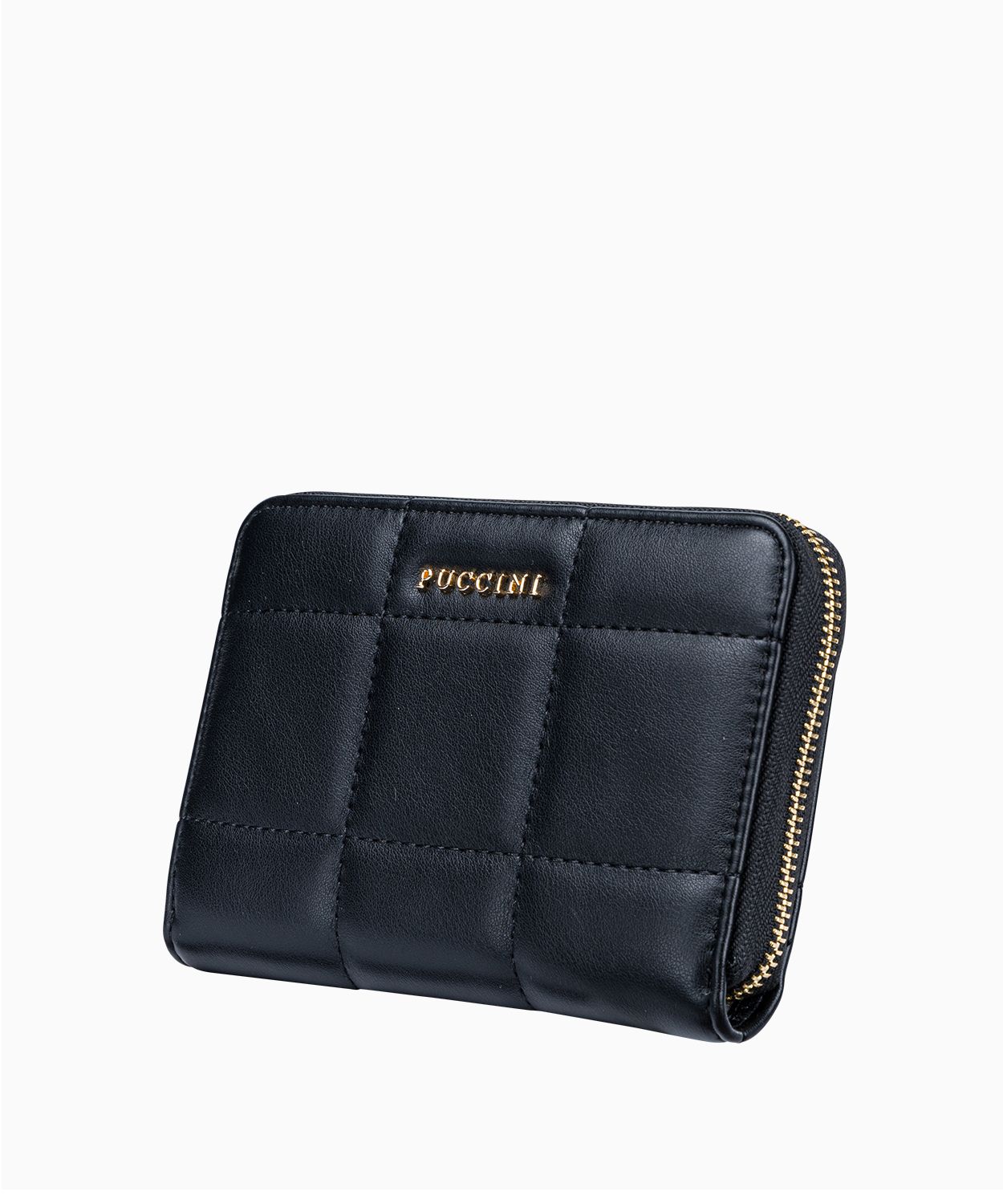 Жіночий гаманець чорного кольору з декоративною прошивкою 