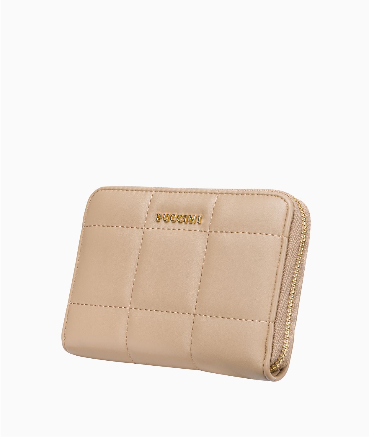 Жіночий гаманець бежевого кольору з декоративною прошивкою 