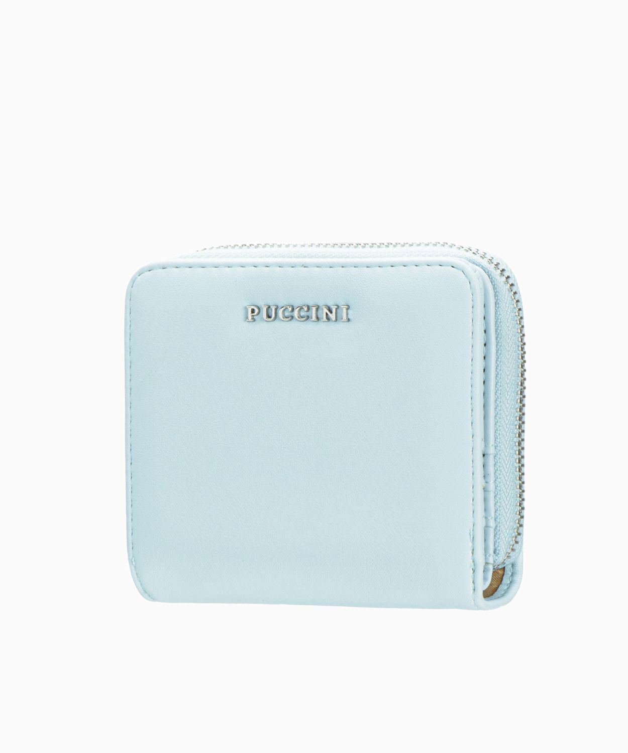 Невеликий світло-блакитний жіночий гаманець з екологічної шкіри