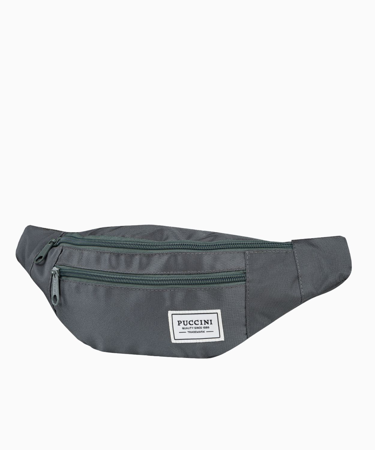 Зелена поясна сумка з неоновою підкладкою