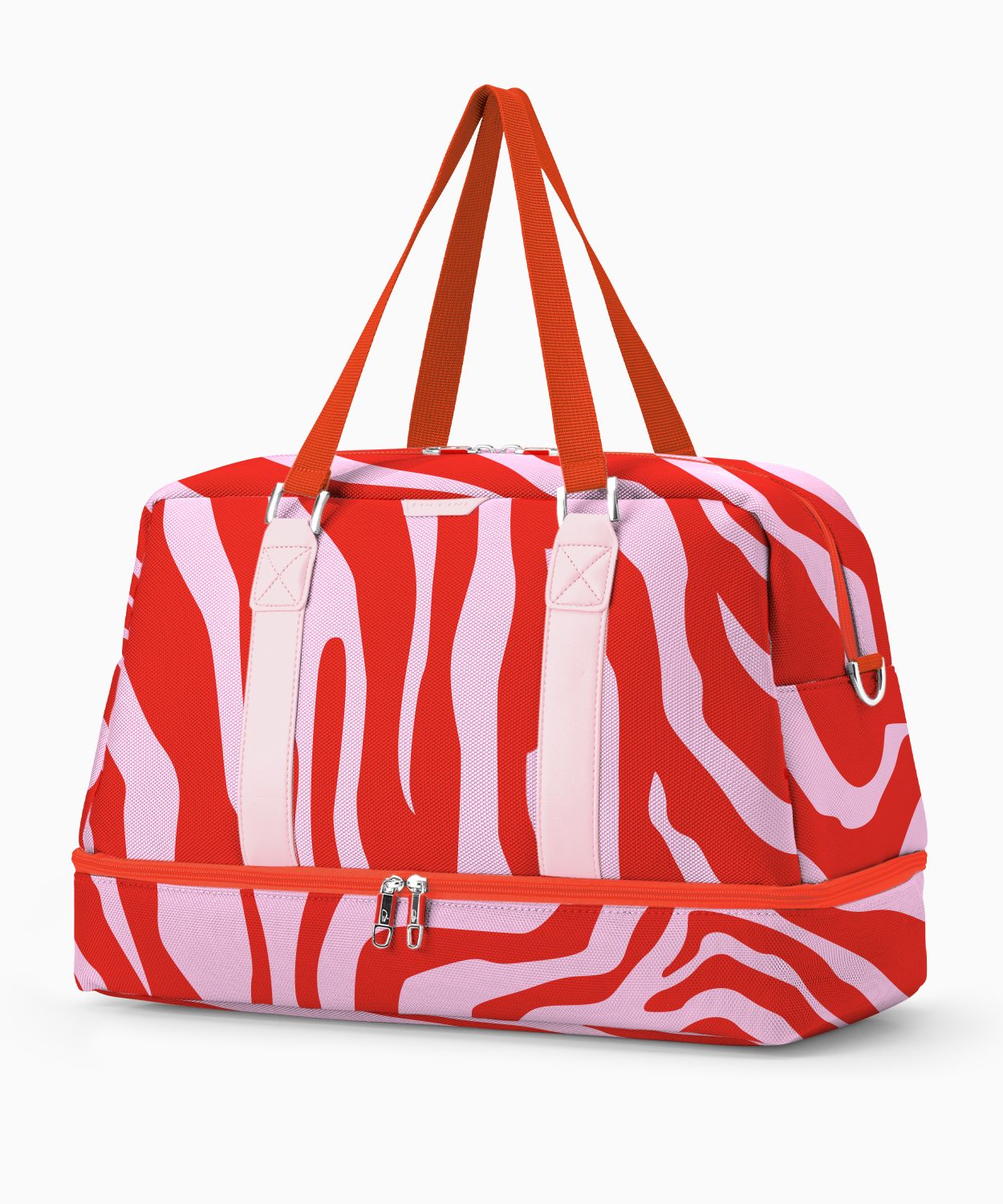 Невелика сумка вихідного дня з додатковим відділенням внизу - принт червоний