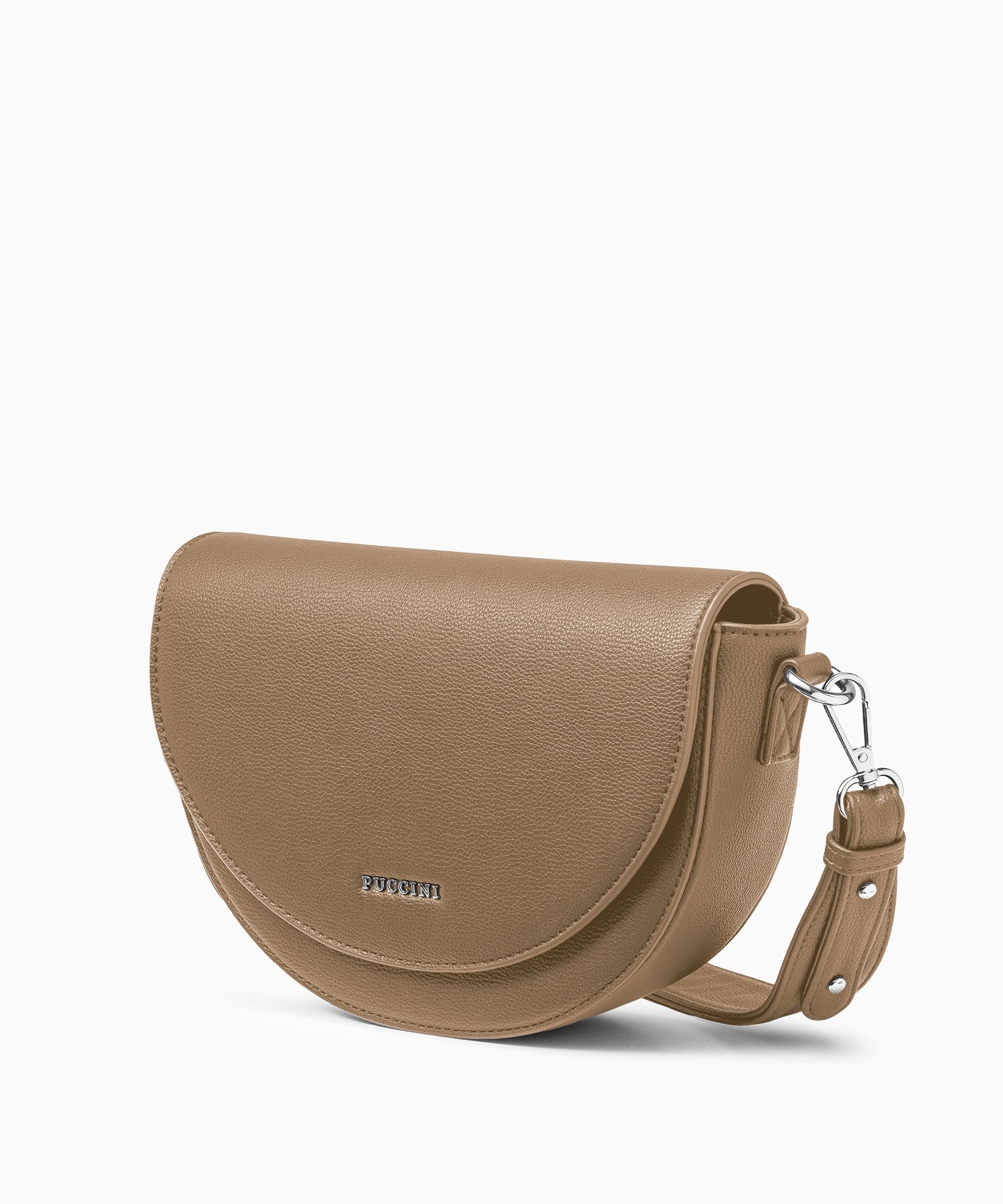 Сумка-півмісяць на широкому ремінці коричнева