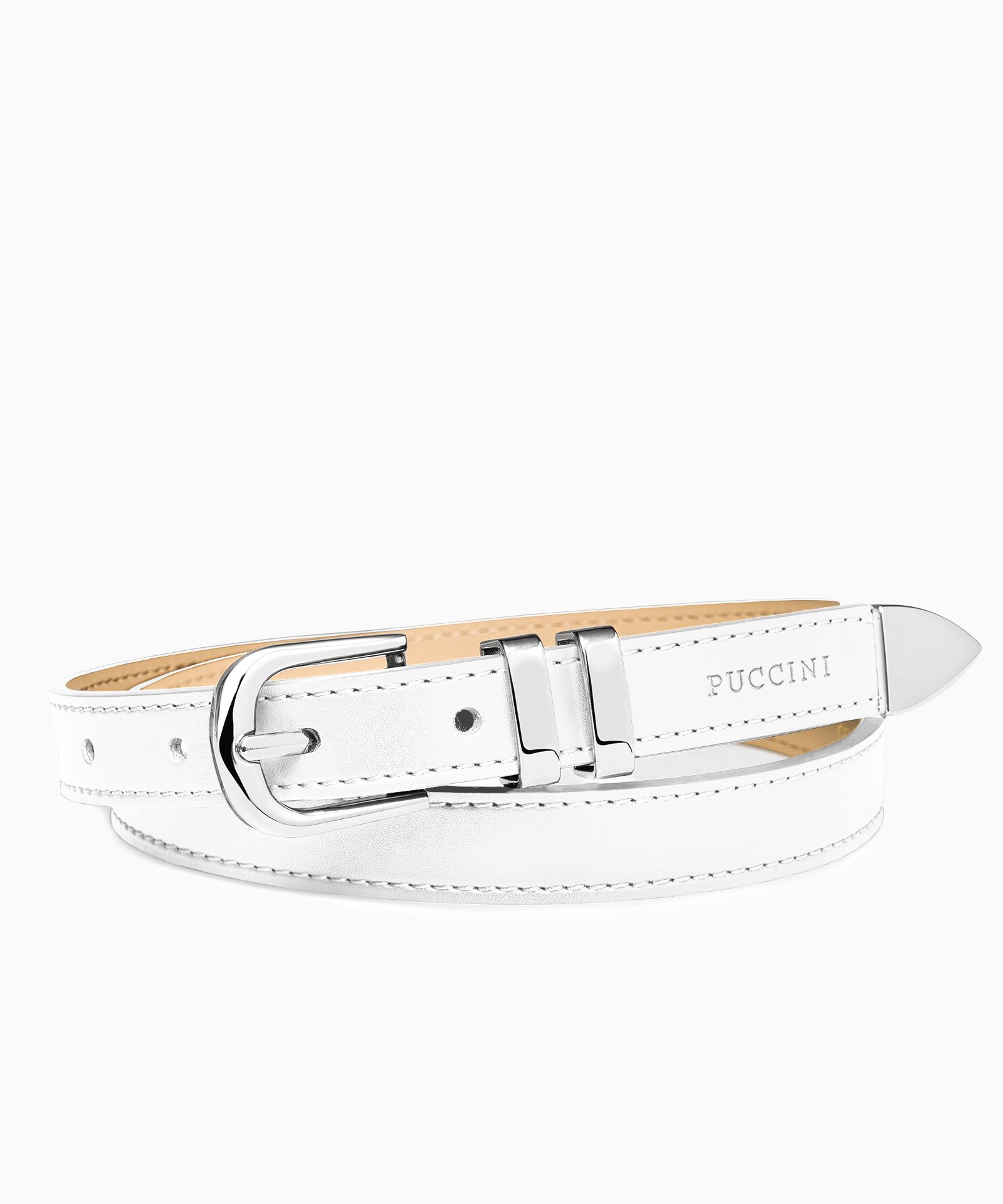 Жіночий шкіряний ремінь білий розмір L