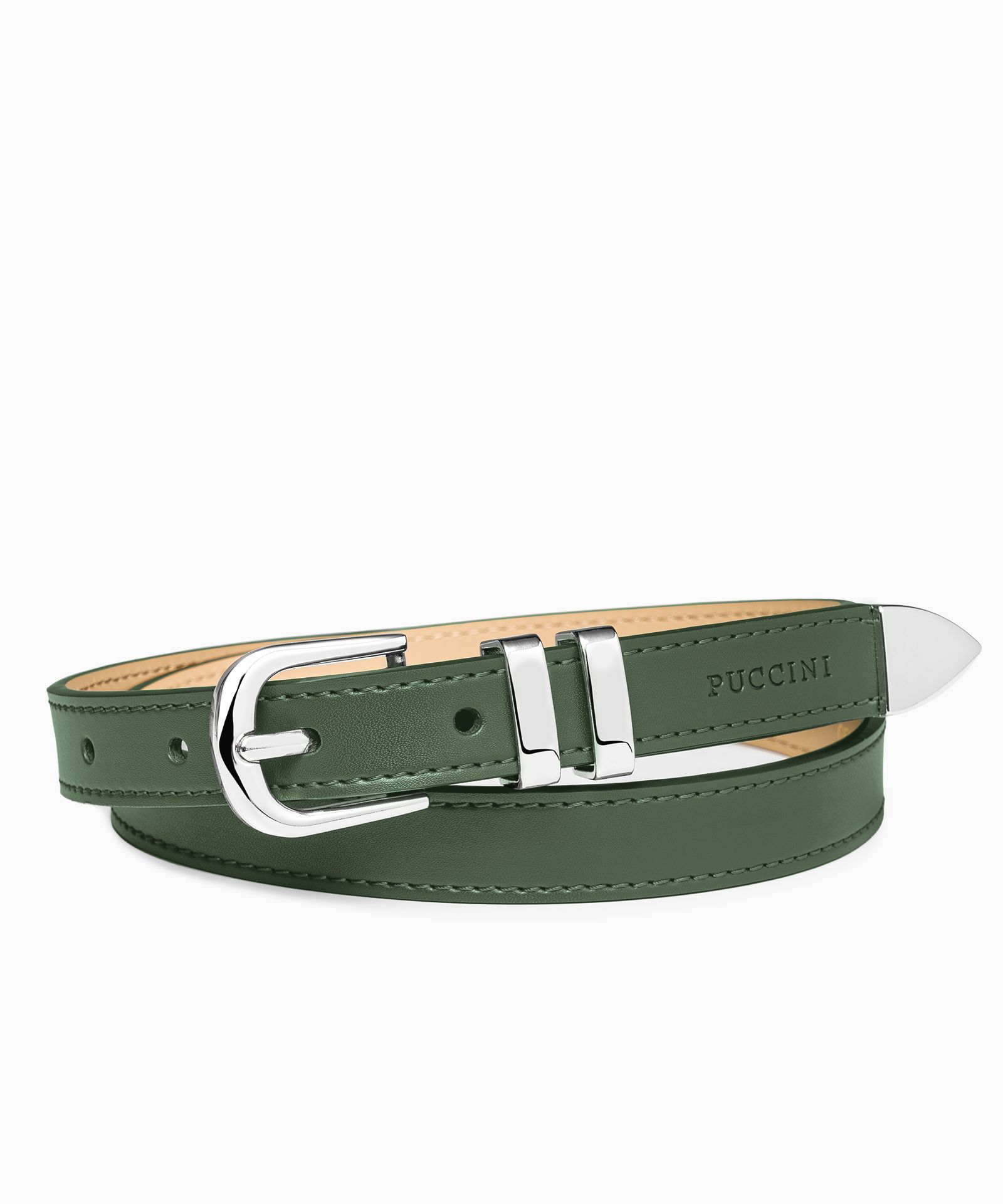 Жіночий шкіряний ремінь зелений розмір M