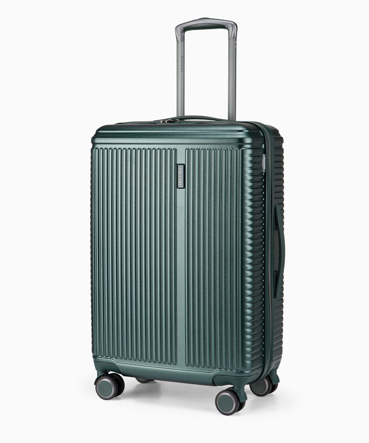 Середня темно-зелена валіза на колесах