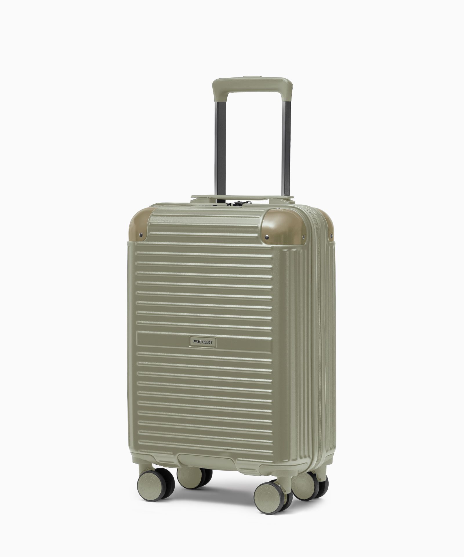 Валіза на колесах з алюмінієвими куточками зеленого кольору