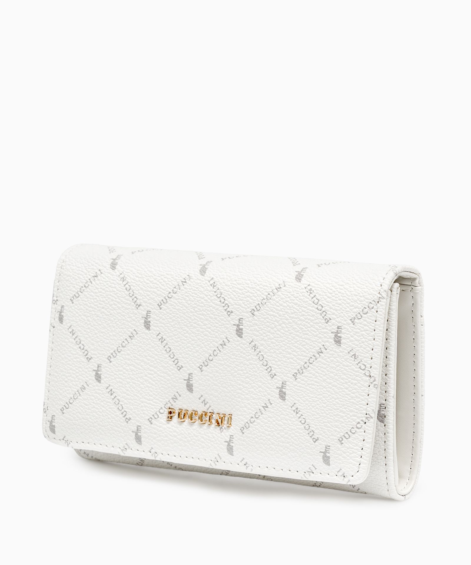 Білий жіночий гаманець з логотипом середнього розміру з екологічної шкіри