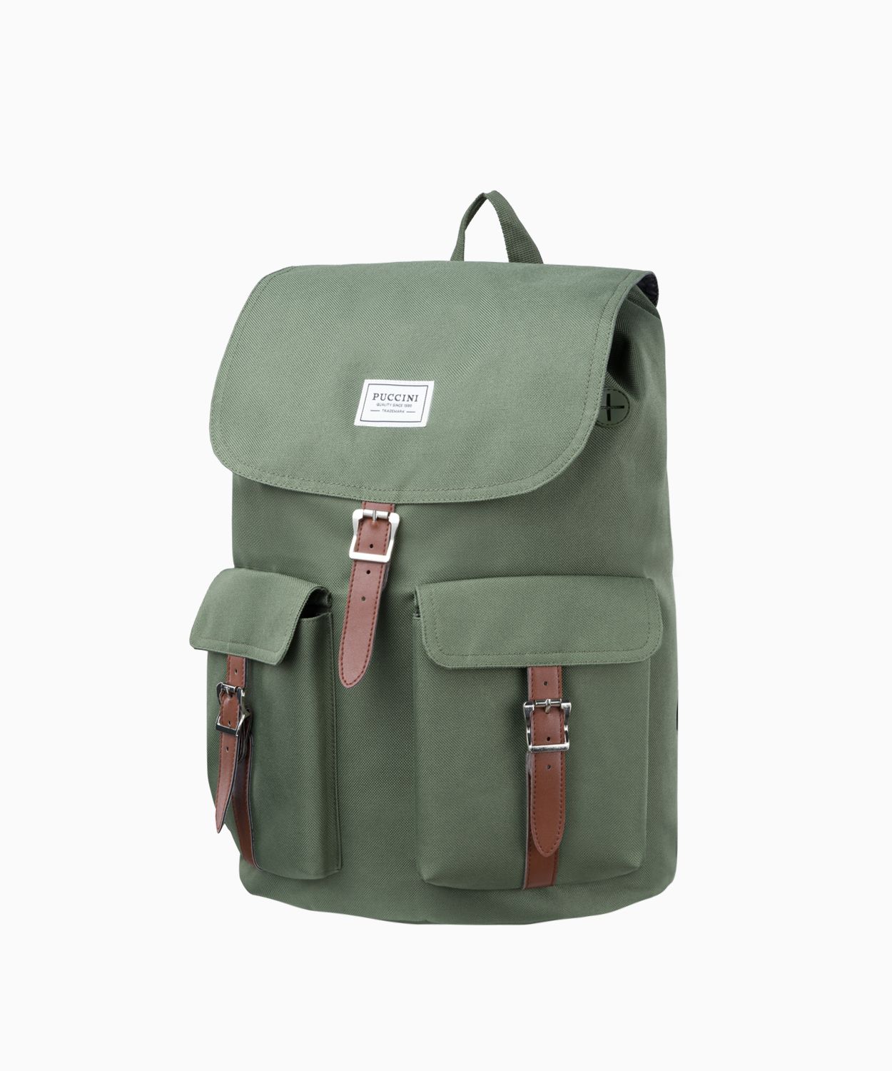 Зелений тканинний рюкзак з кишенями 