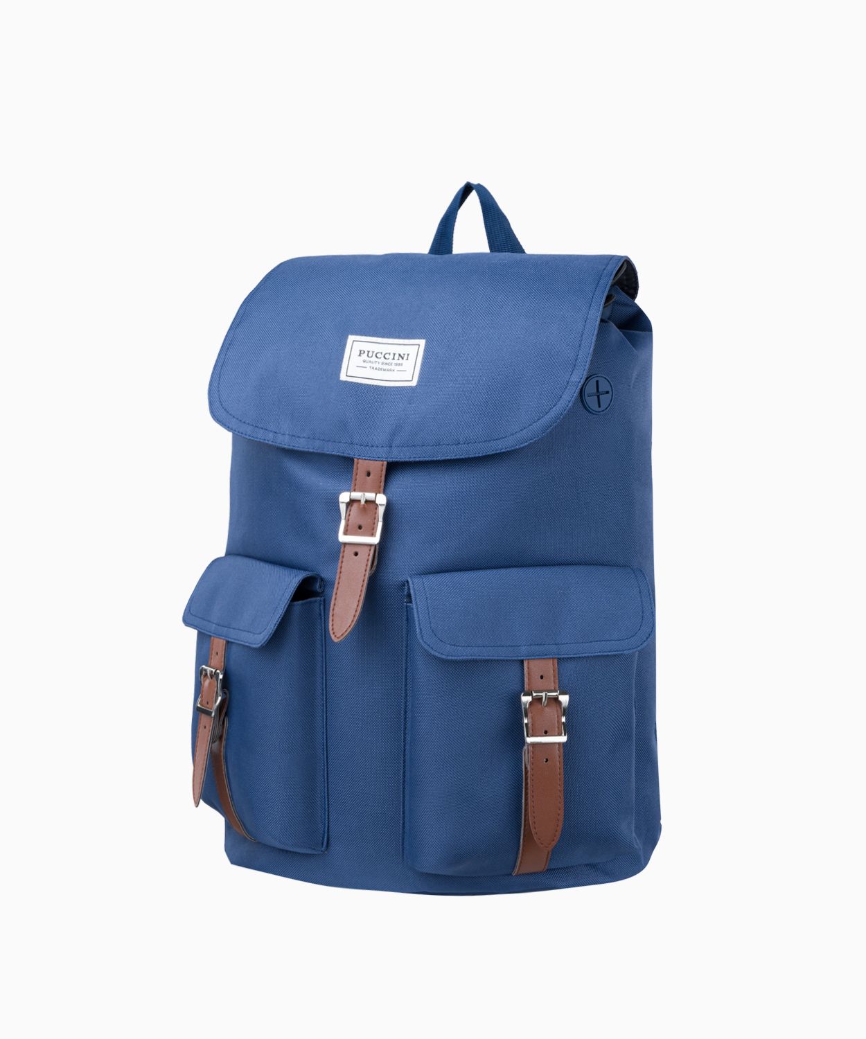 Темно-синій тканинний рюкзак з кишенями 