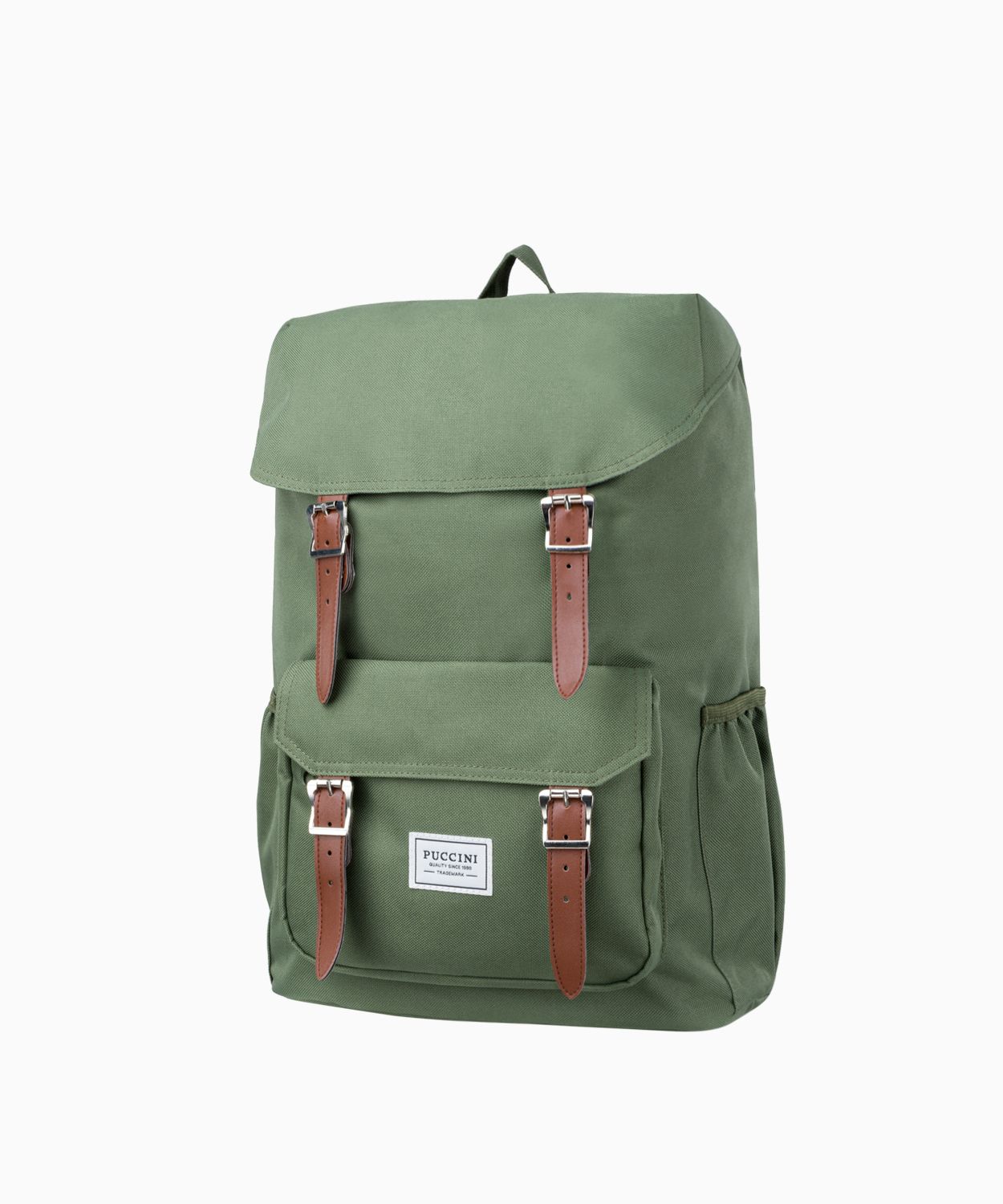 Зелений рюкзак зі вставками з екологічної шкіри 