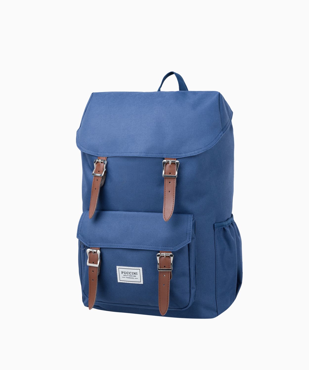 Темно-синій рюкзак зі вставками з екологічної шкіри 