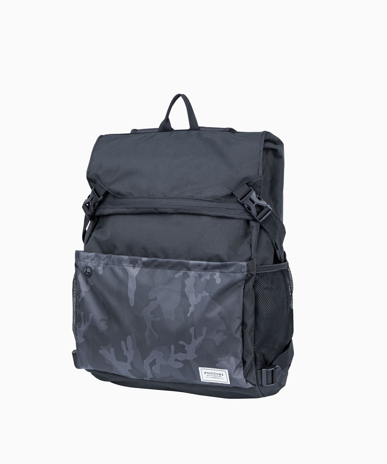 Великий сірий рюкзак з кишенями 