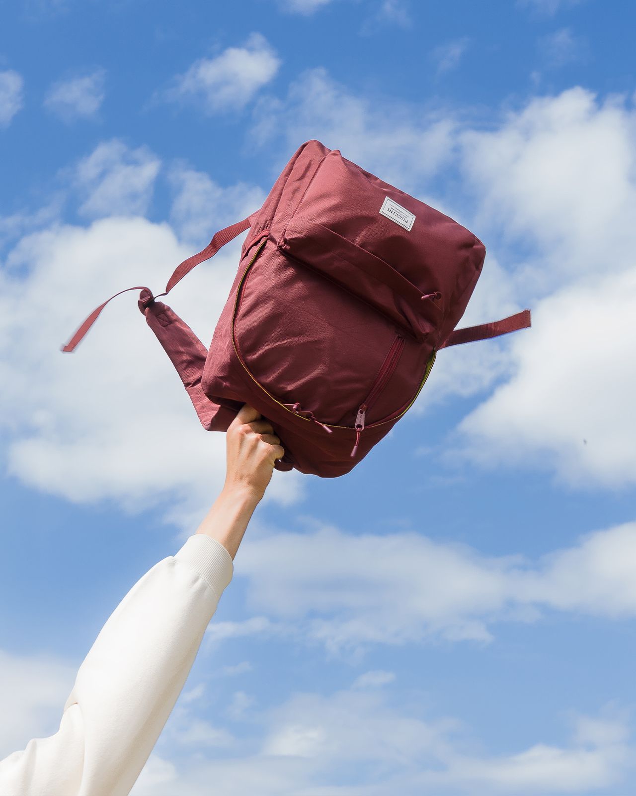 Бордовий молодіжний рюкзак з неоновою підкладкою 