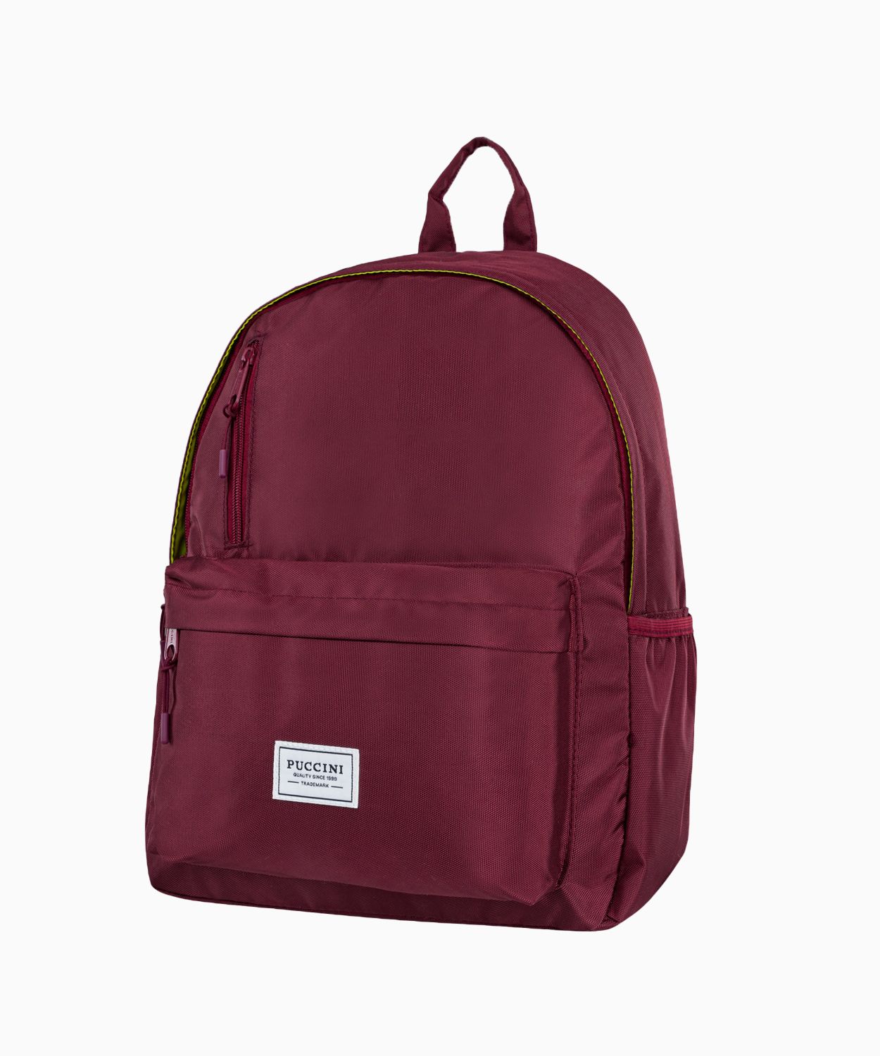 Бордовий молодіжний рюкзак з неоновою підкладкою 