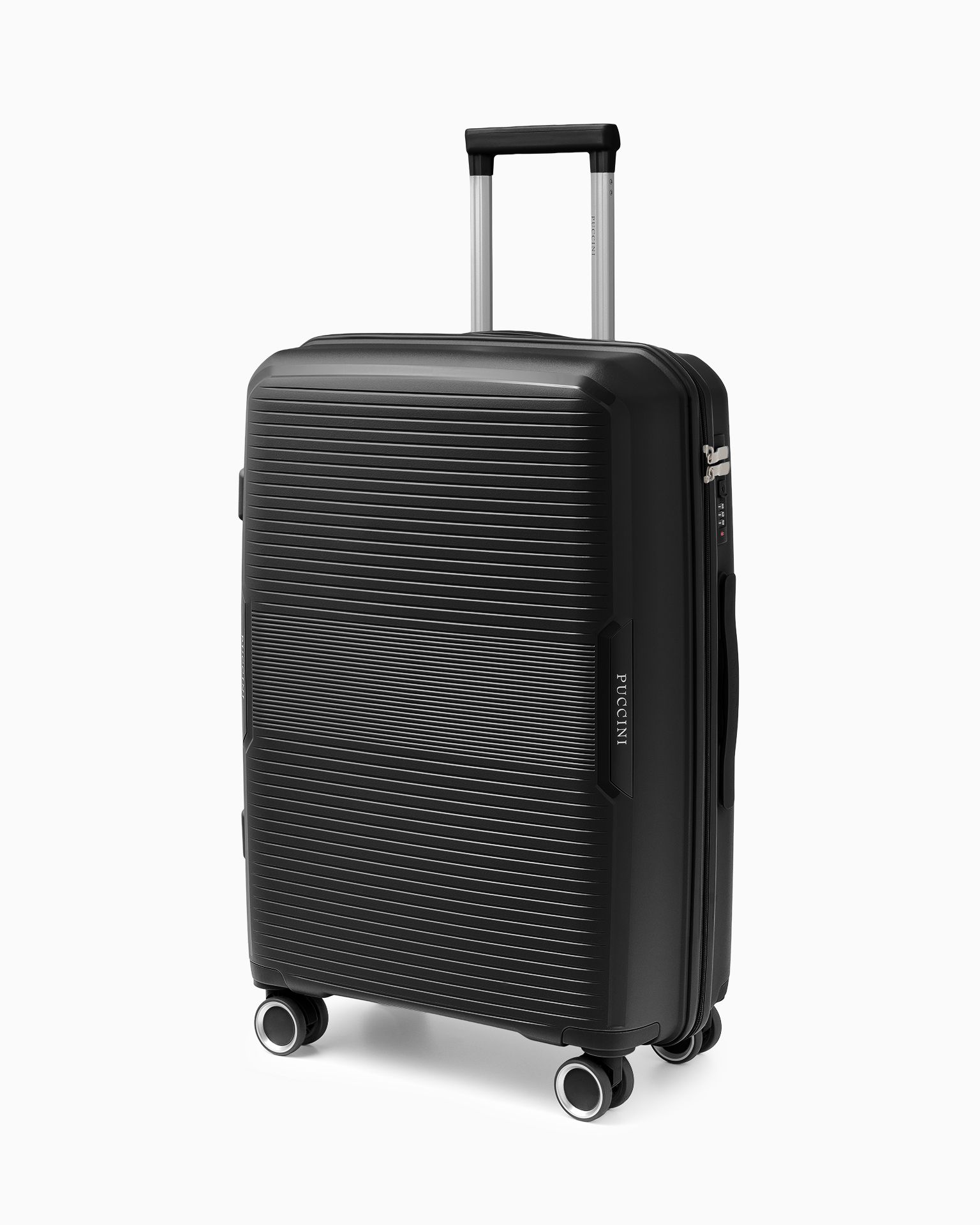 Валіза середнього розміру з кодовим замком з поліпропілену чорного кольору