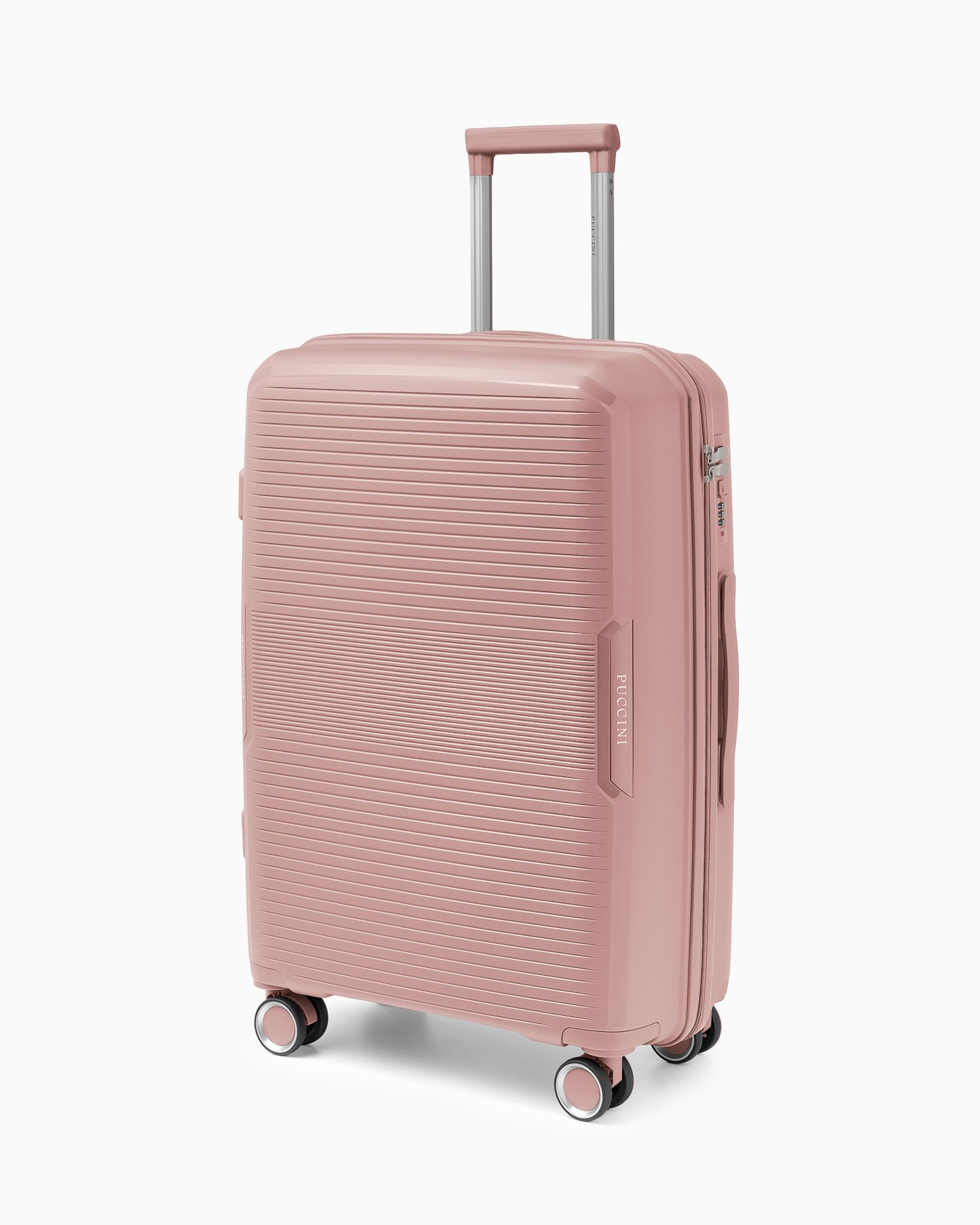 Валіза середнього розміру з кодовим замком з поліпропілену рожевого кольору