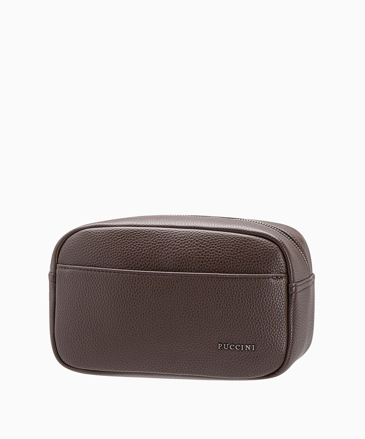 Коричнева косметичка з екошкіри