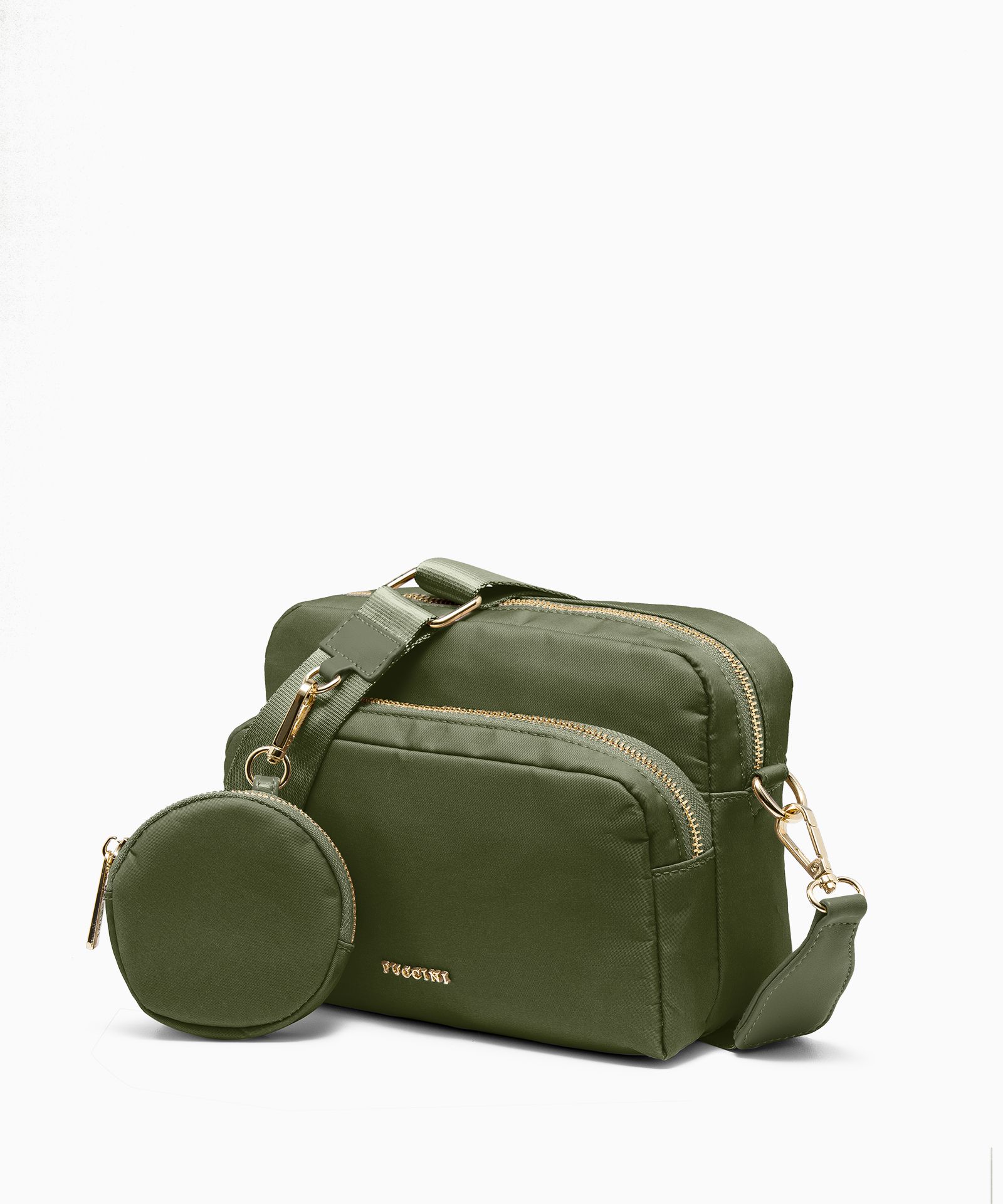 Сумочка на широкому ремінці з мішечком зелена