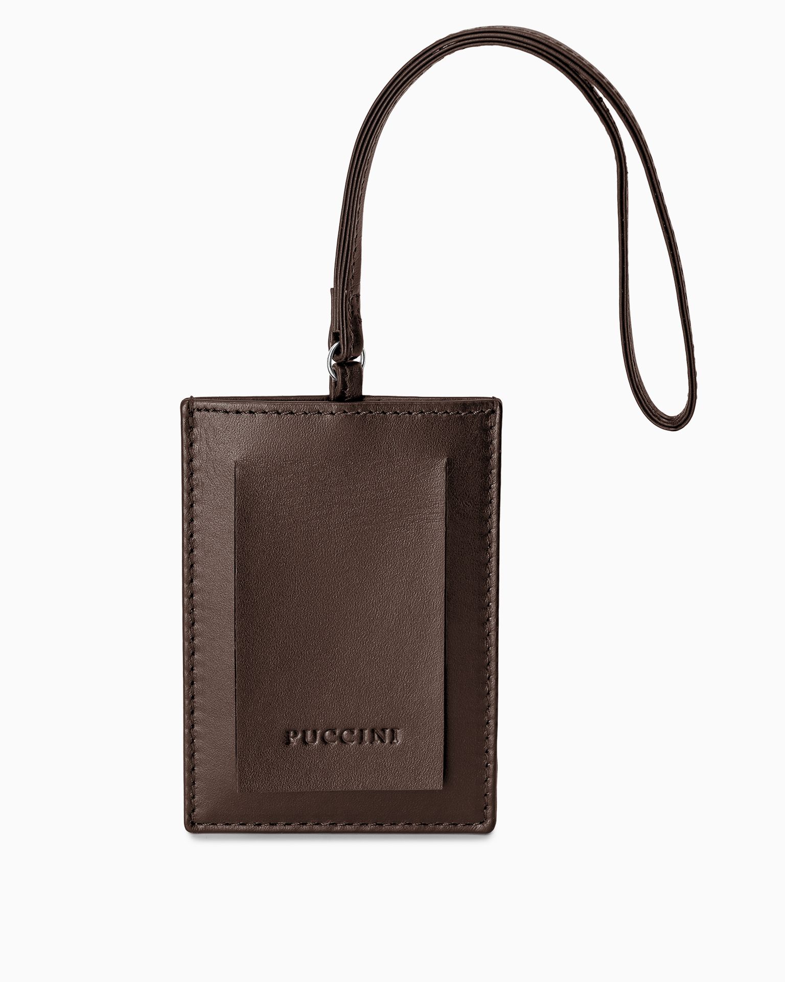 Темно-коричнева шкіряна багажна бирка