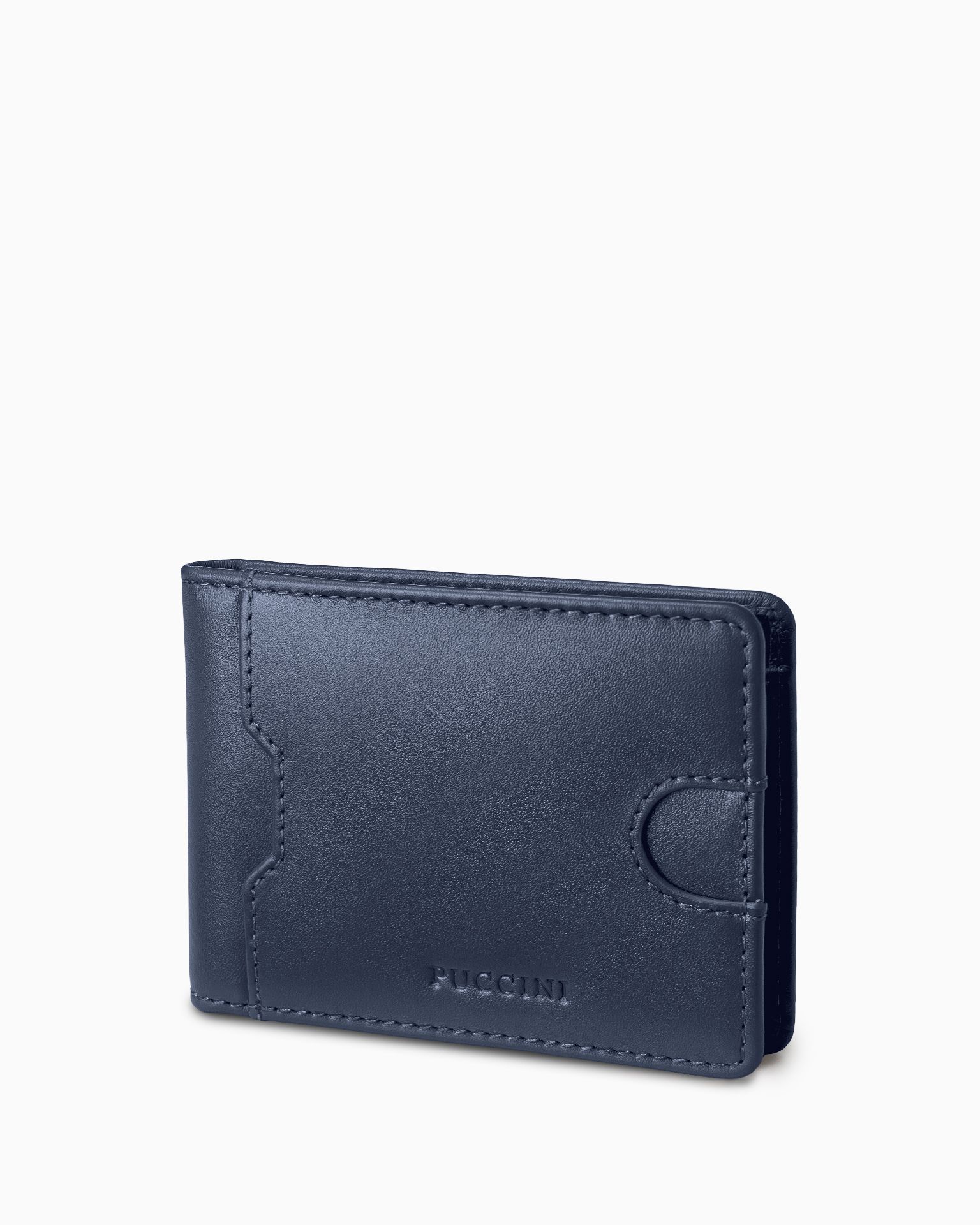 Чоловічий маленький шкіряний гаманець темно-синього кольору