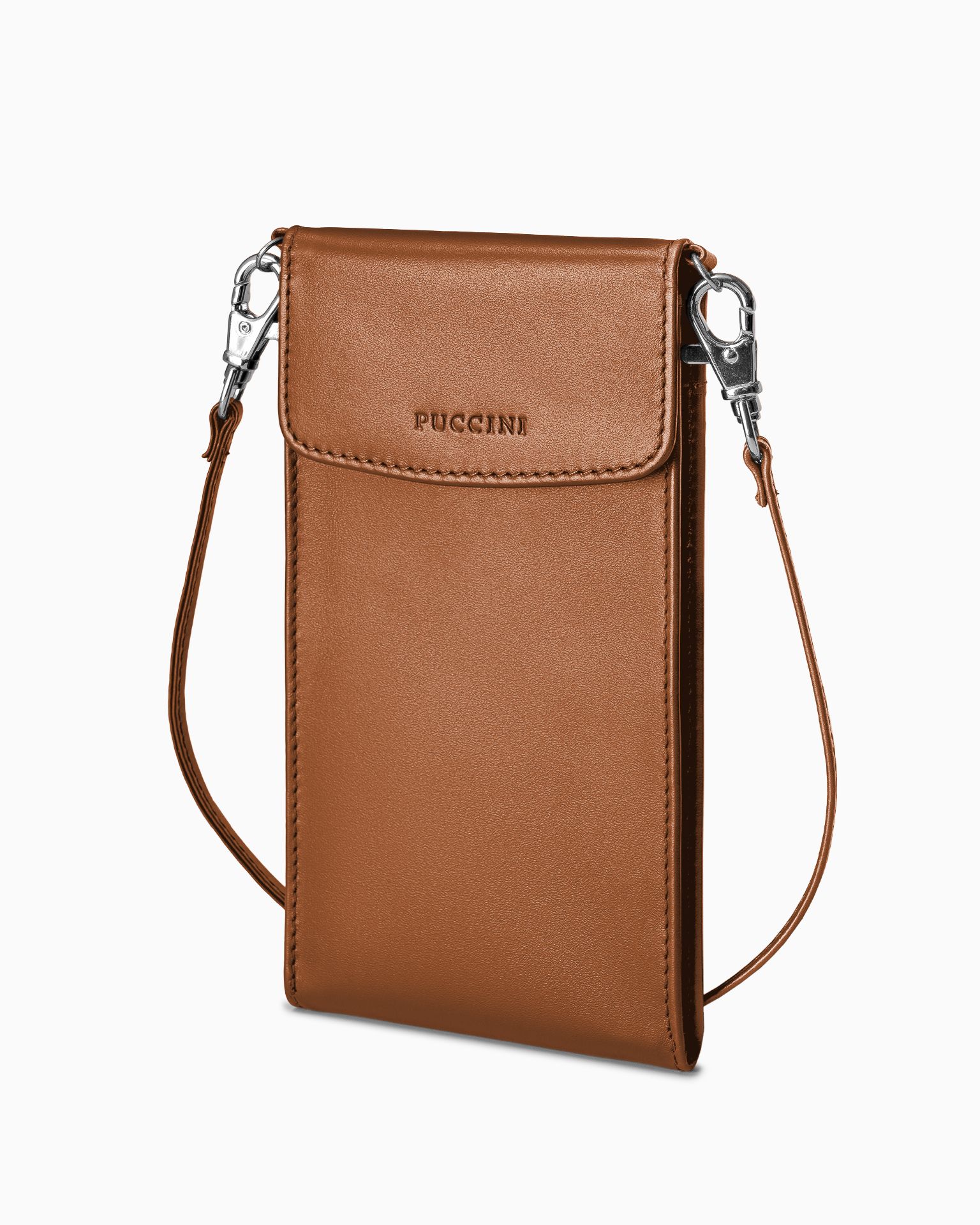 Жіноча шкіряна сумка для телефону коричнева