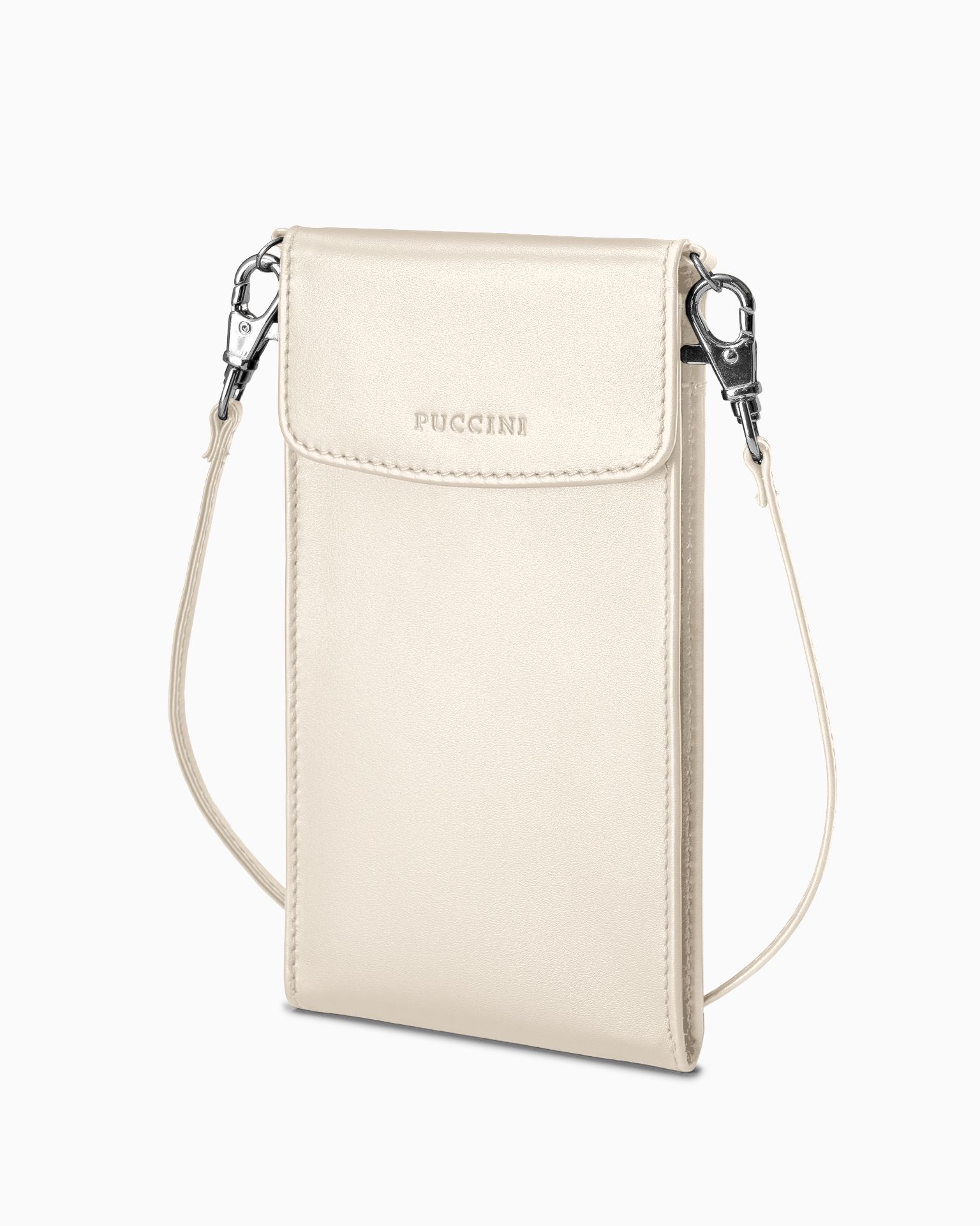 Жіноча сумка для телефону шкіряна бежева