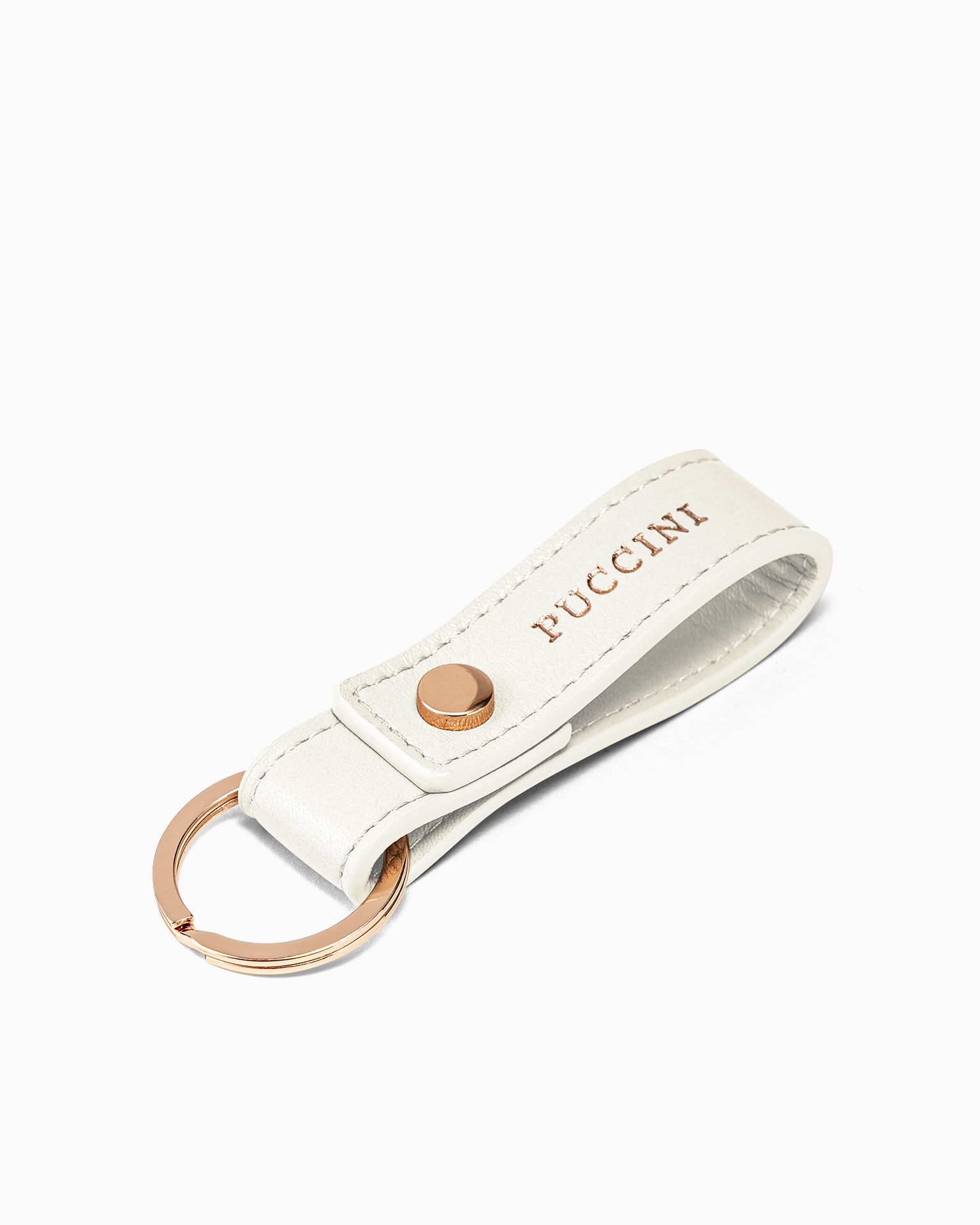 Шкіряний брелок для ключів білий