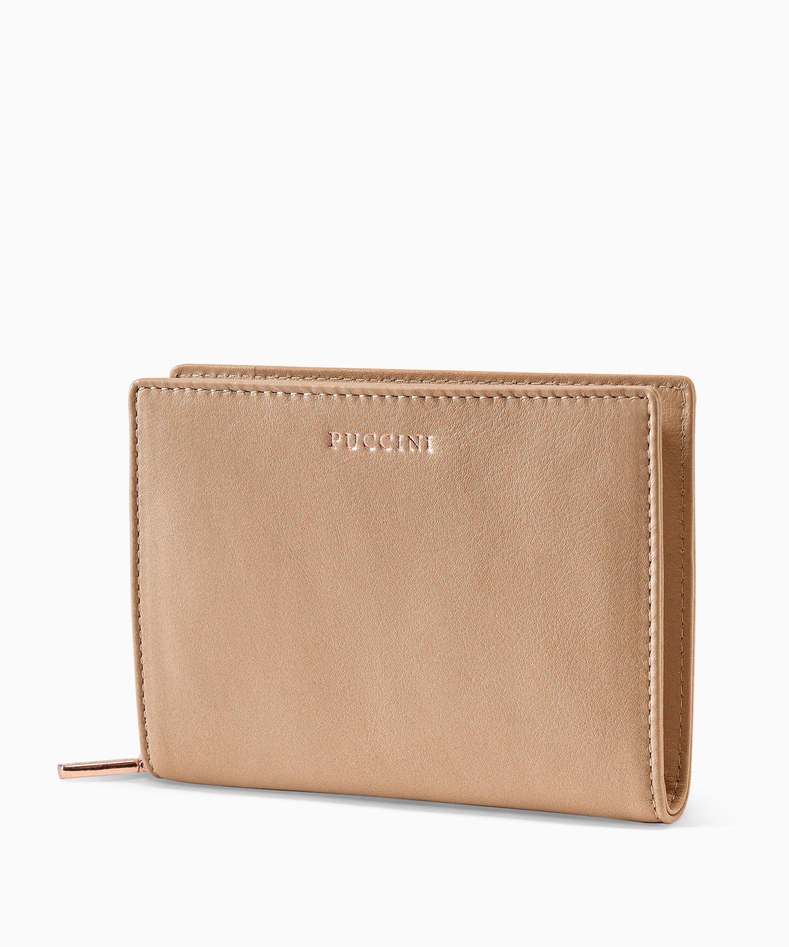 Середній жіночий шкіряний гаманець на блискавці коричневий