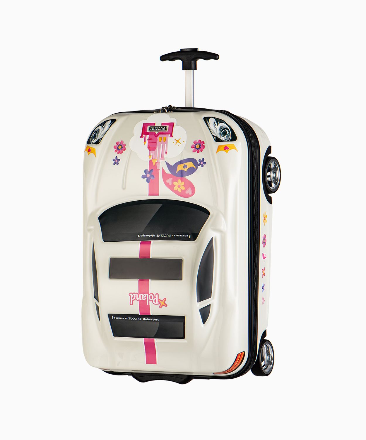 Дитяча валіза ручної поклажі - білий іграшковий автомобіль
