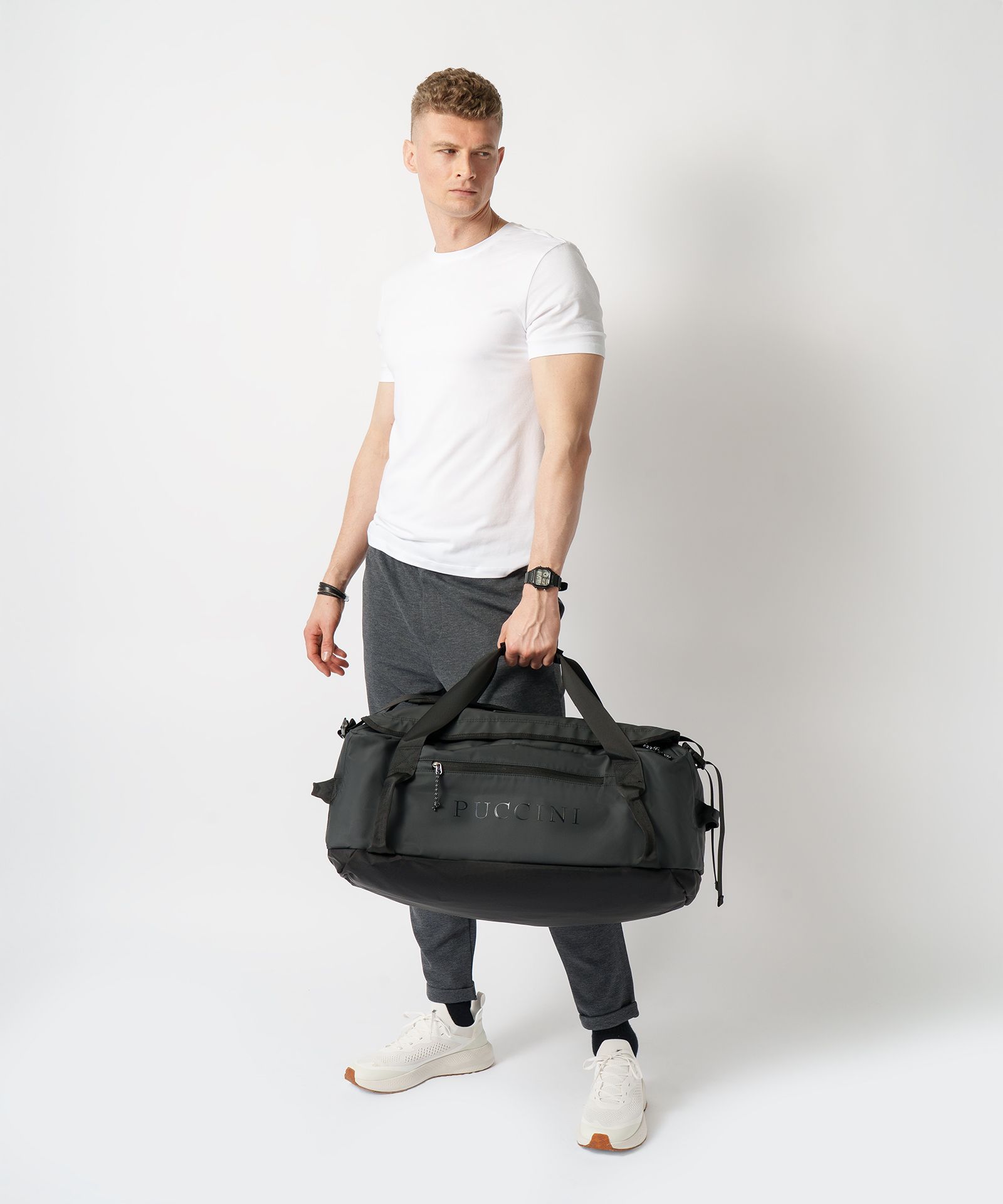 Дорожня сумка з функцією рюкзака 2в1 чорна розмір L