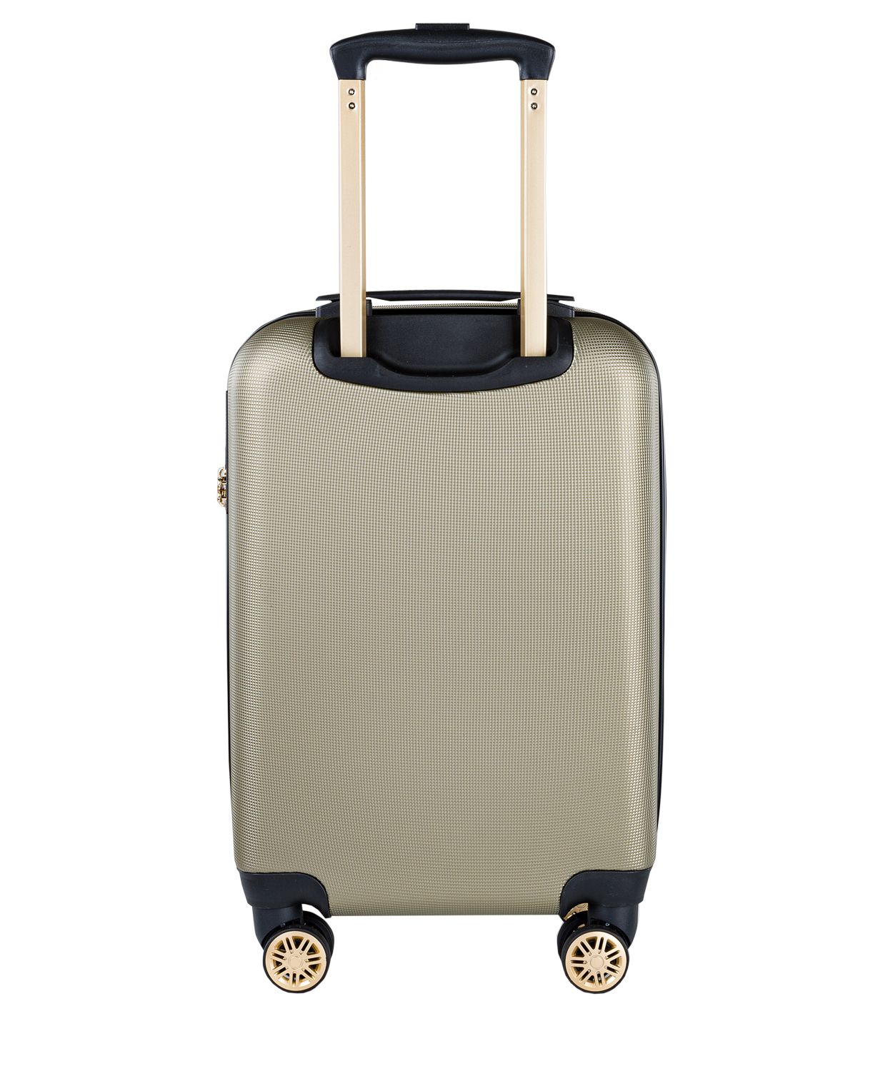 Валіза бежевого кольору з елегантним написом в розмірі ручної поклажі