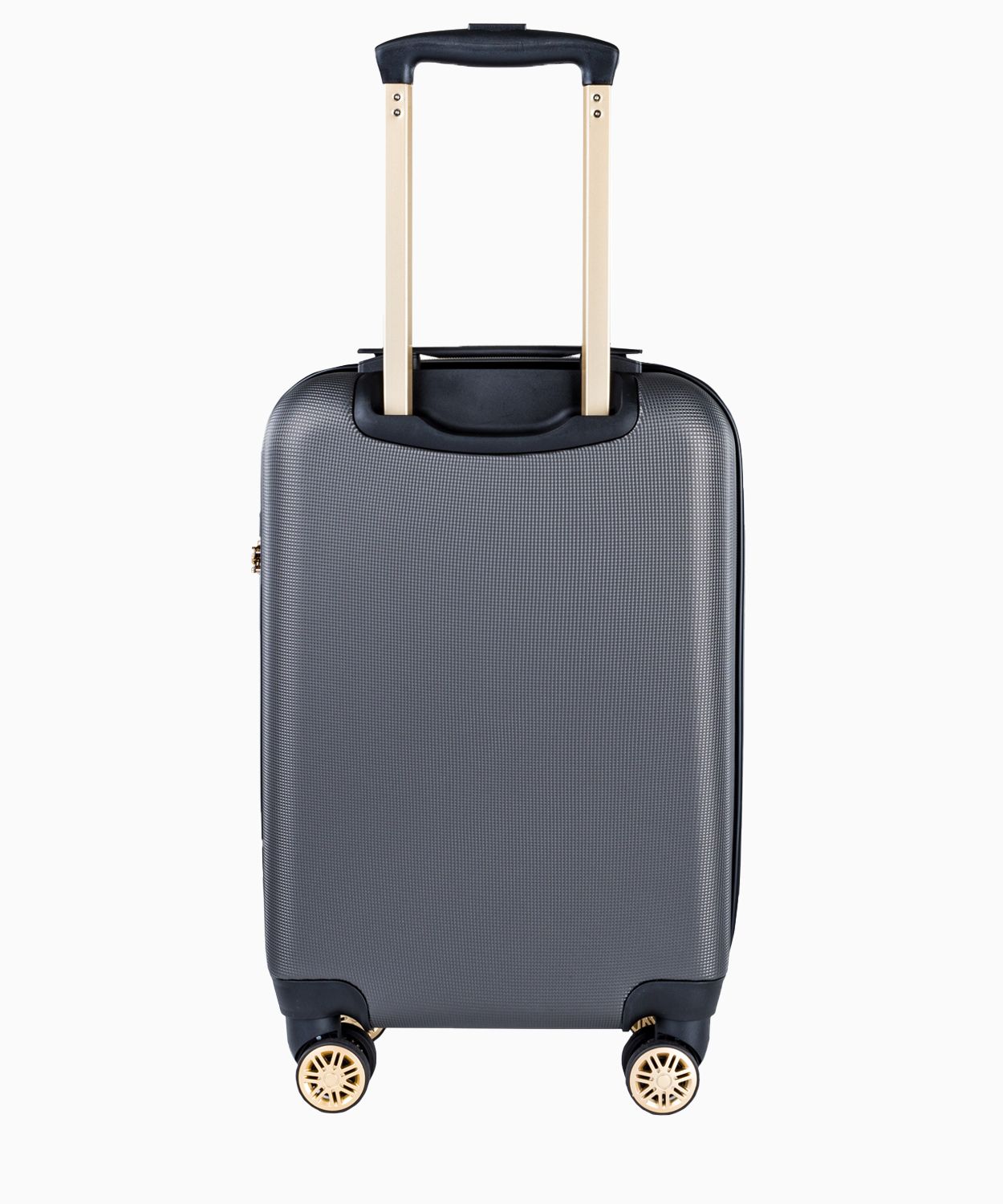 Валіза сірого кольору з елегантним написом в розмірі ручної поклажі