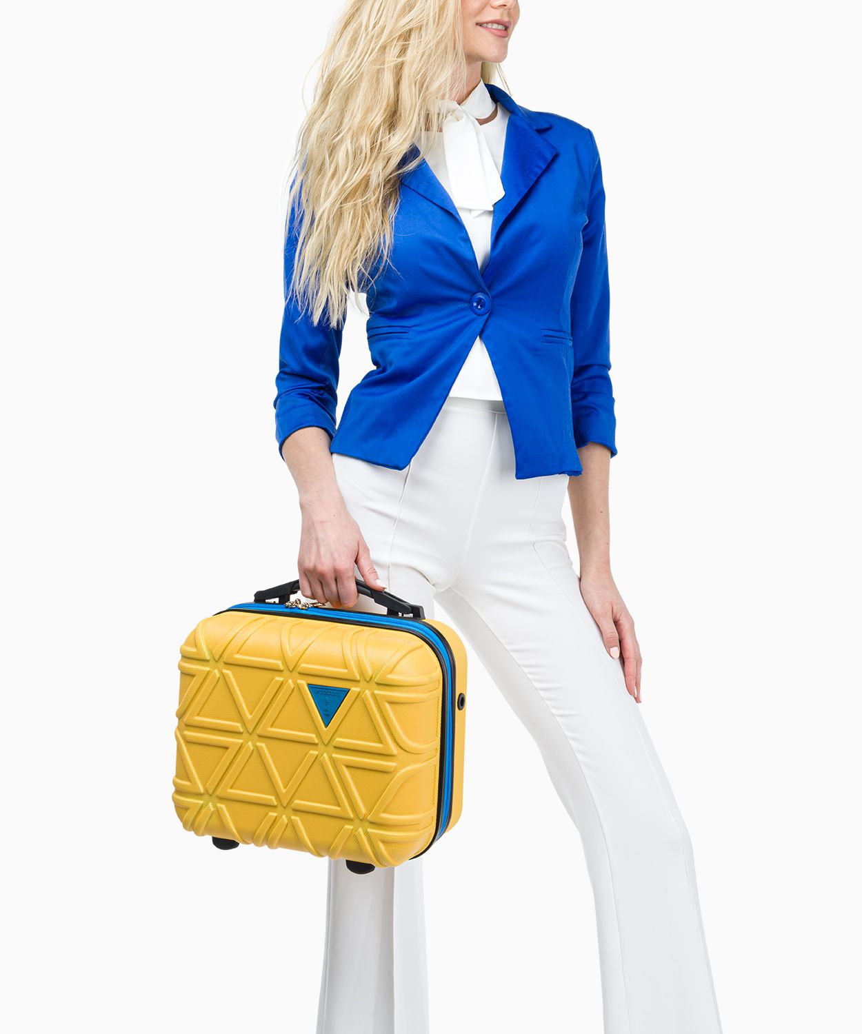 Дорожній органайзер жовтого кольору з контрастною обробкою