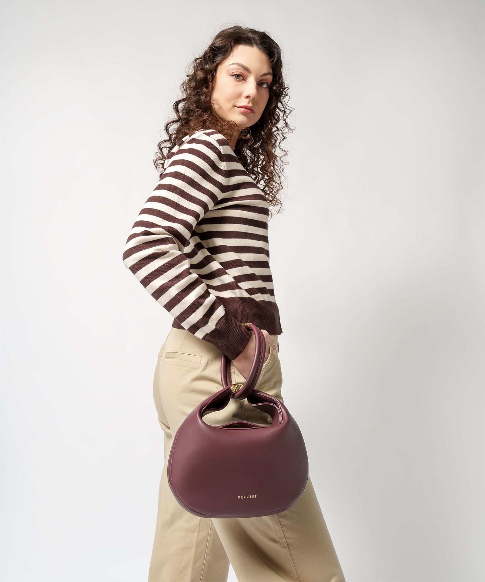 Сучасна чотиристороння сумка для перенесення бордового кольору