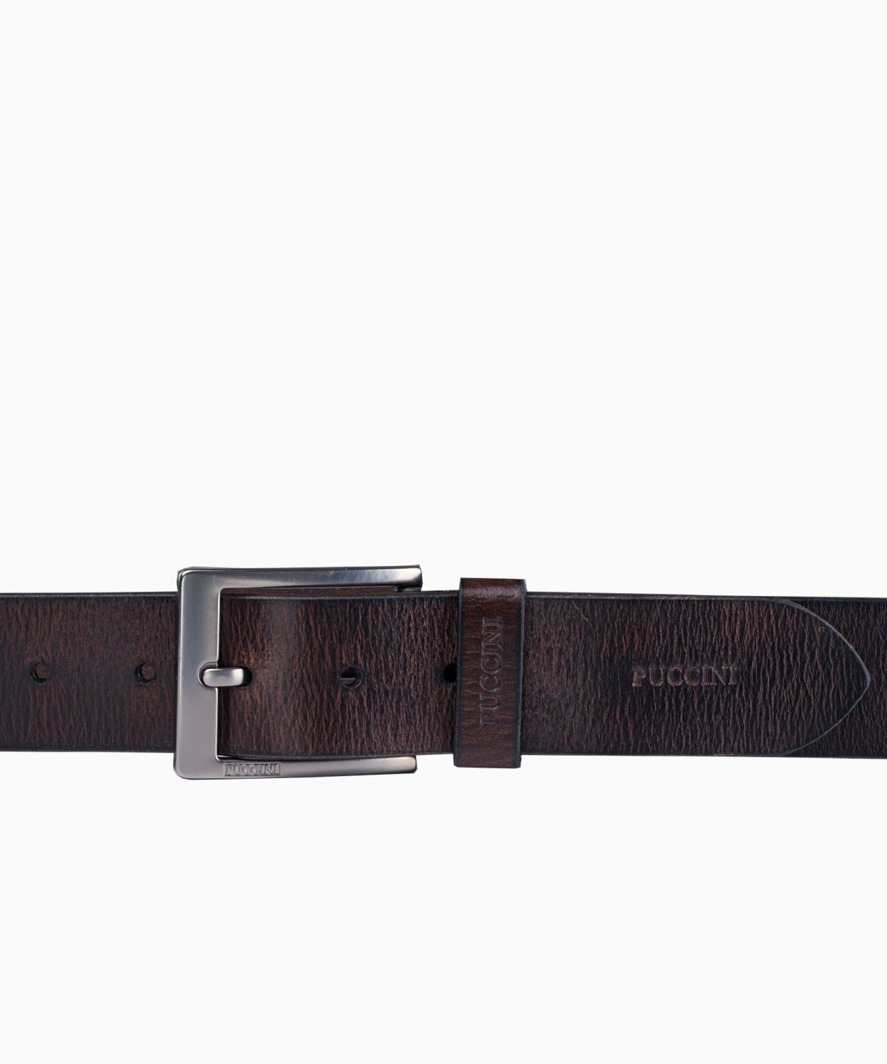 Чоловічий темно-коричневий шкіряний ремінь з пряжкою