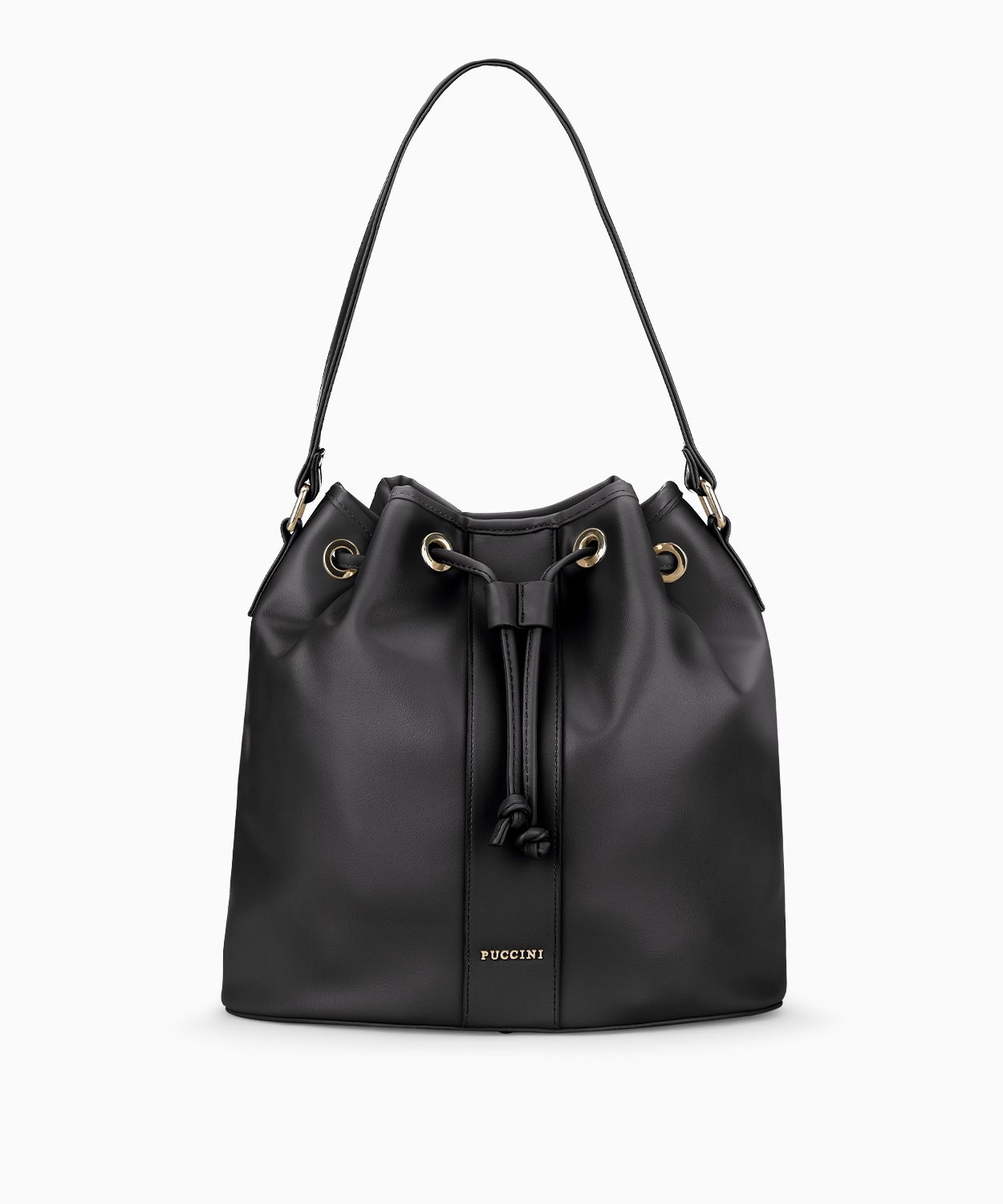 Чорна сумка з екошкіри на кнопці